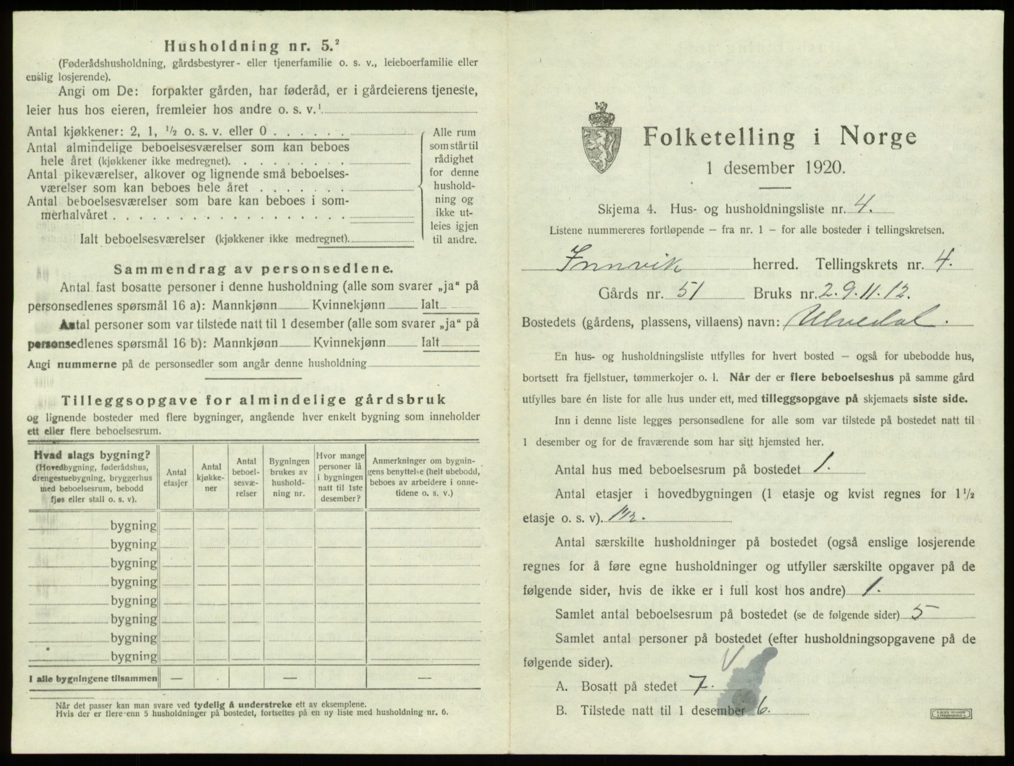 SAB, Folketelling 1920 for 1447 Innvik herred, 1920, s. 234