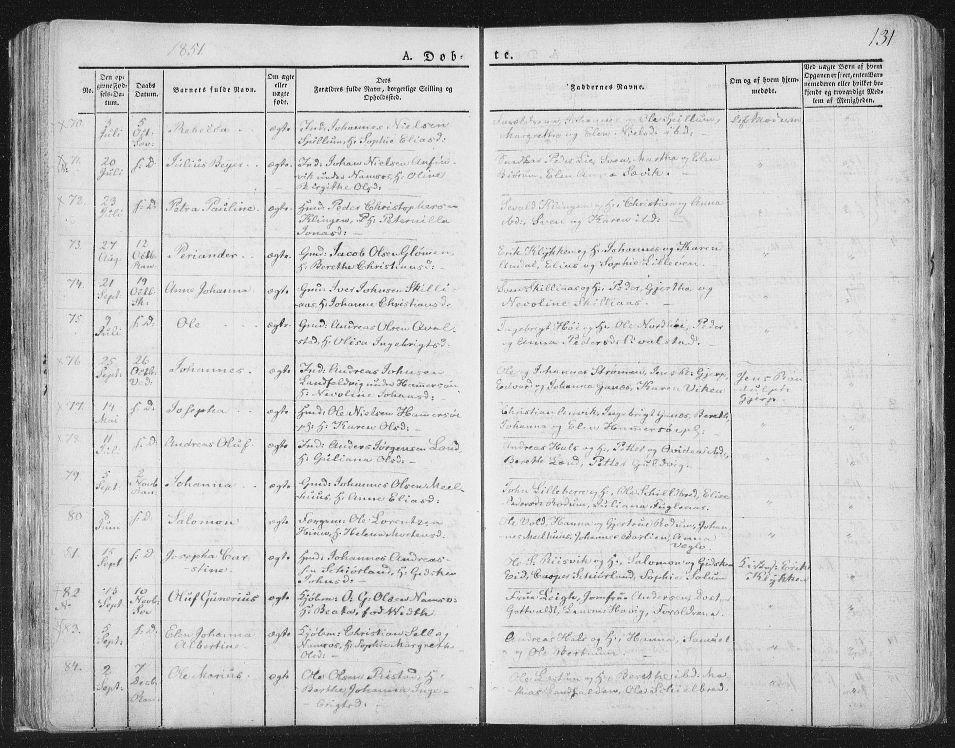 Ministerialprotokoller, klokkerbøker og fødselsregistre - Nord-Trøndelag, SAT/A-1458/764/L0551: Ministerialbok nr. 764A07a, 1824-1864, s. 131