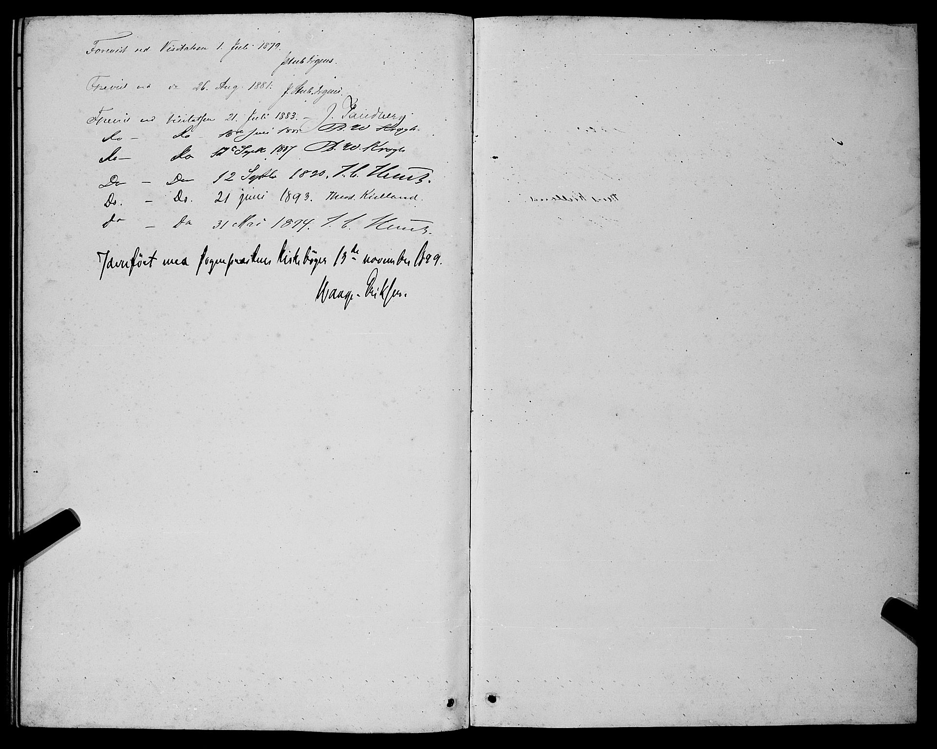 Bakke sokneprestkontor, SAK/1111-0002/F/Fb/Fba/L0002: Klokkerbok nr. B 2, 1879-1893, s. 189