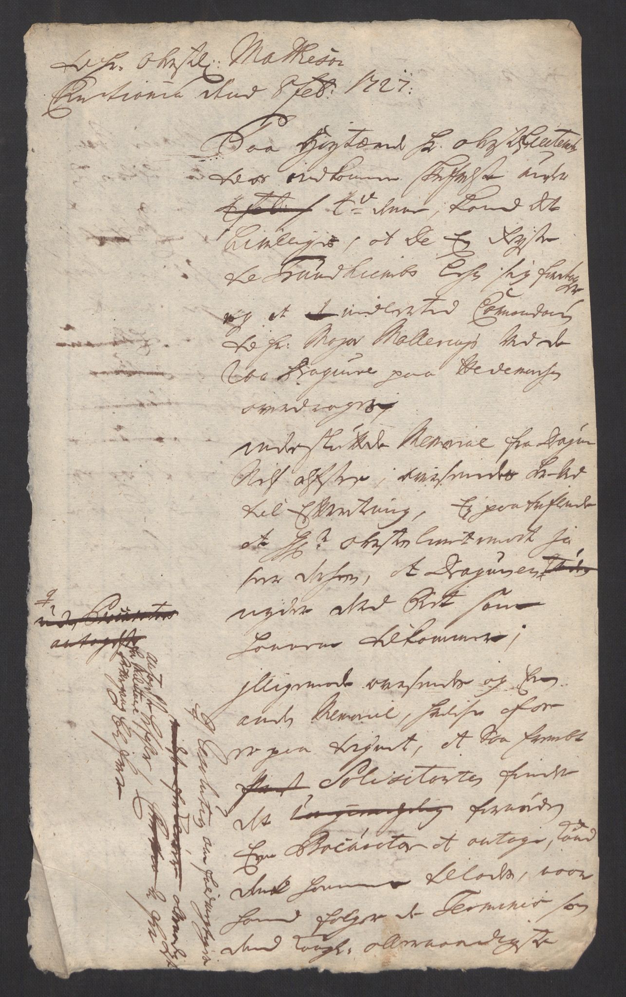 Kommanderende general (KG I) med Det norske krigsdirektorium, AV/RA-EA-5419/B/L0009: Kommanderende generals konsepter og kopibok, 1724-1727