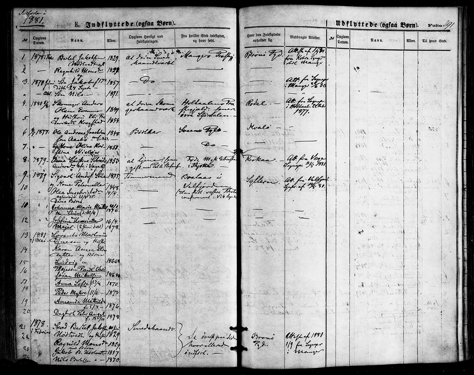 Ministerialprotokoller, klokkerbøker og fødselsregistre - Nordland, SAT/A-1459/813/L0199: Ministerialbok nr. 813A09, 1875-1885, s. 291