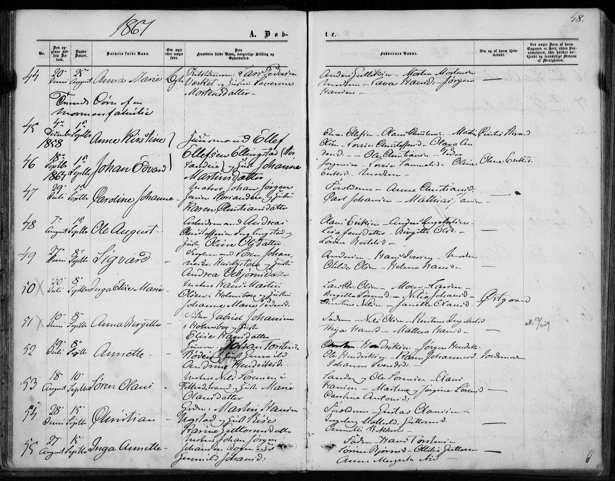 Hurum kirkebøker, AV/SAKO-A-229/F/Fa/L0012: Ministerialbok nr. 12, 1861-1875, s. 48
