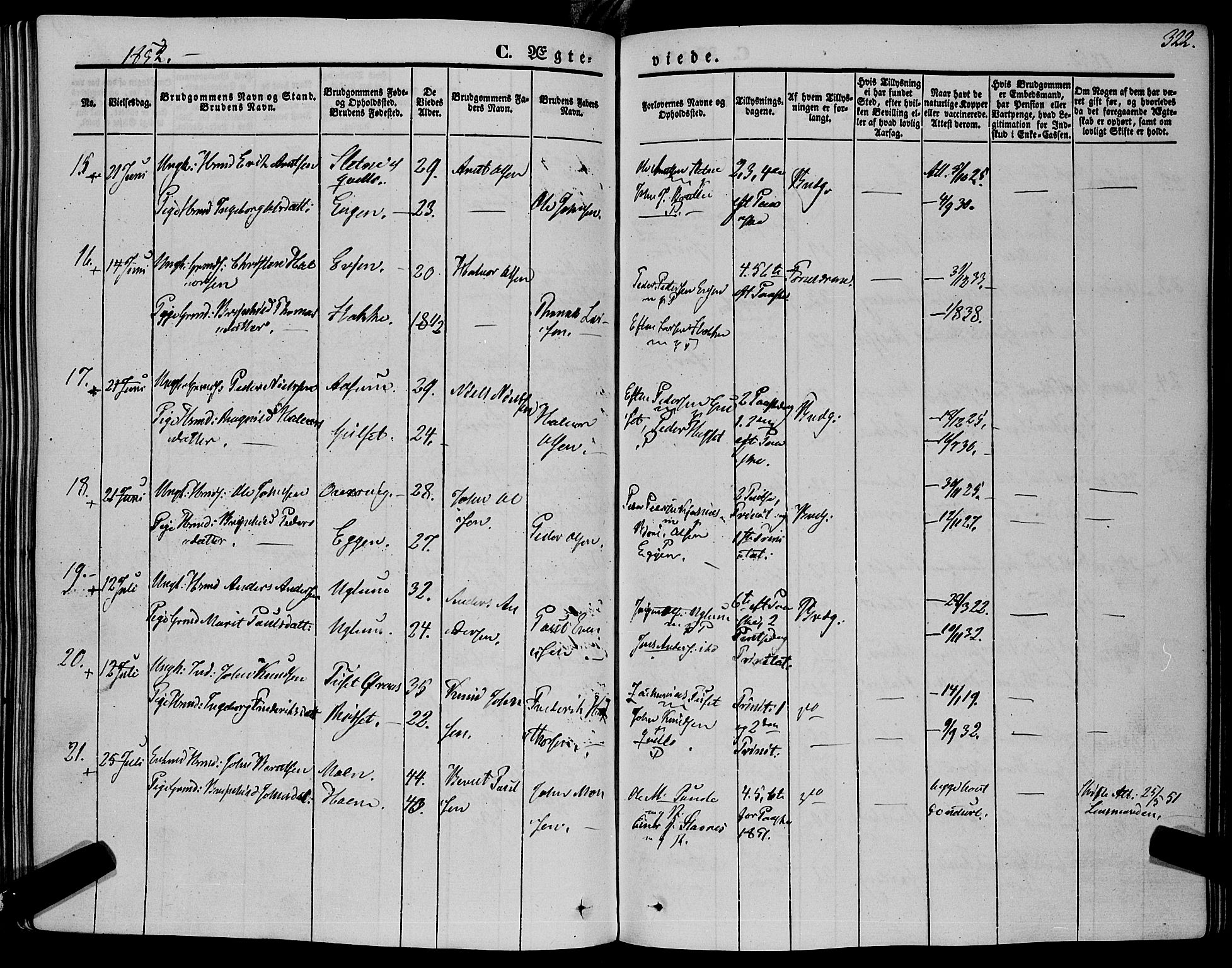 Ministerialprotokoller, klokkerbøker og fødselsregistre - Sør-Trøndelag, SAT/A-1456/695/L1145: Ministerialbok nr. 695A06 /1, 1843-1859, s. 322