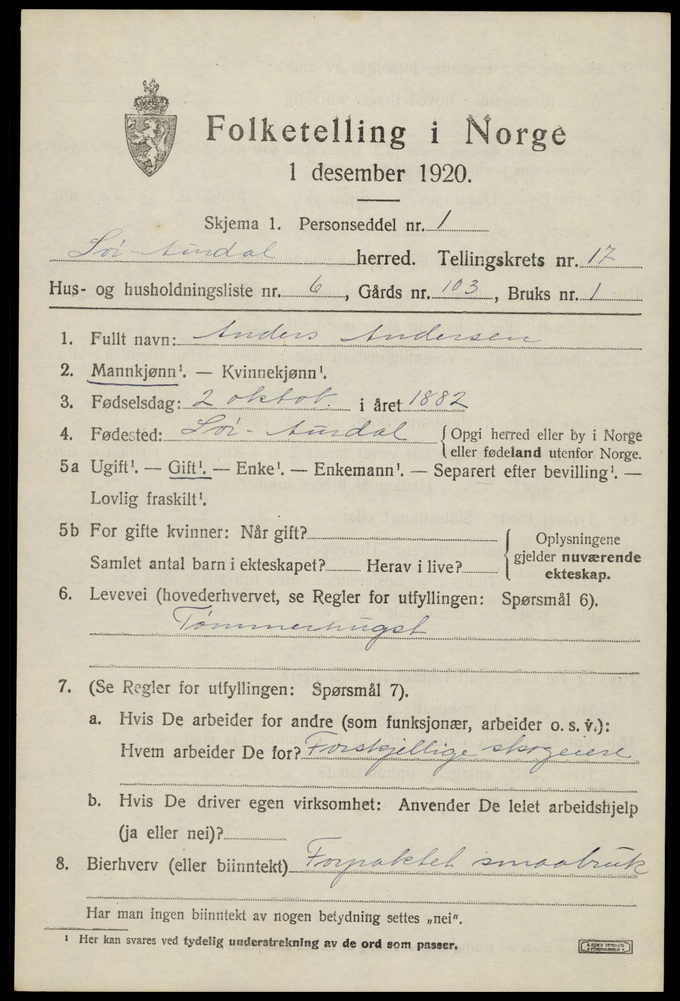 SAH, Folketelling 1920 for 0540 Sør-Aurdal herred, 1920, s. 9845