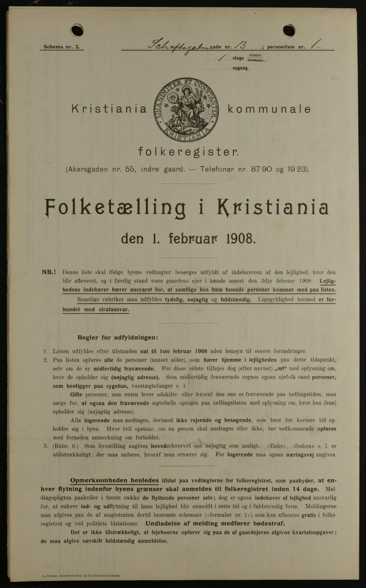 OBA, Kommunal folketelling 1.2.1908 for Kristiania kjøpstad, 1908, s. 80610