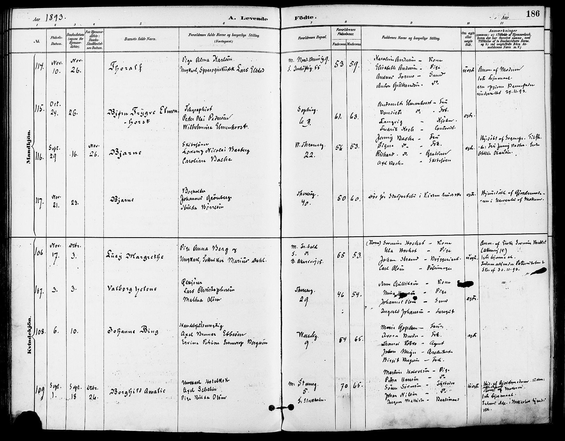 Gamle Aker prestekontor Kirkebøker, AV/SAO-A-10617a/F/L0008: Ministerialbok nr. 8, 1887-1896, s. 186