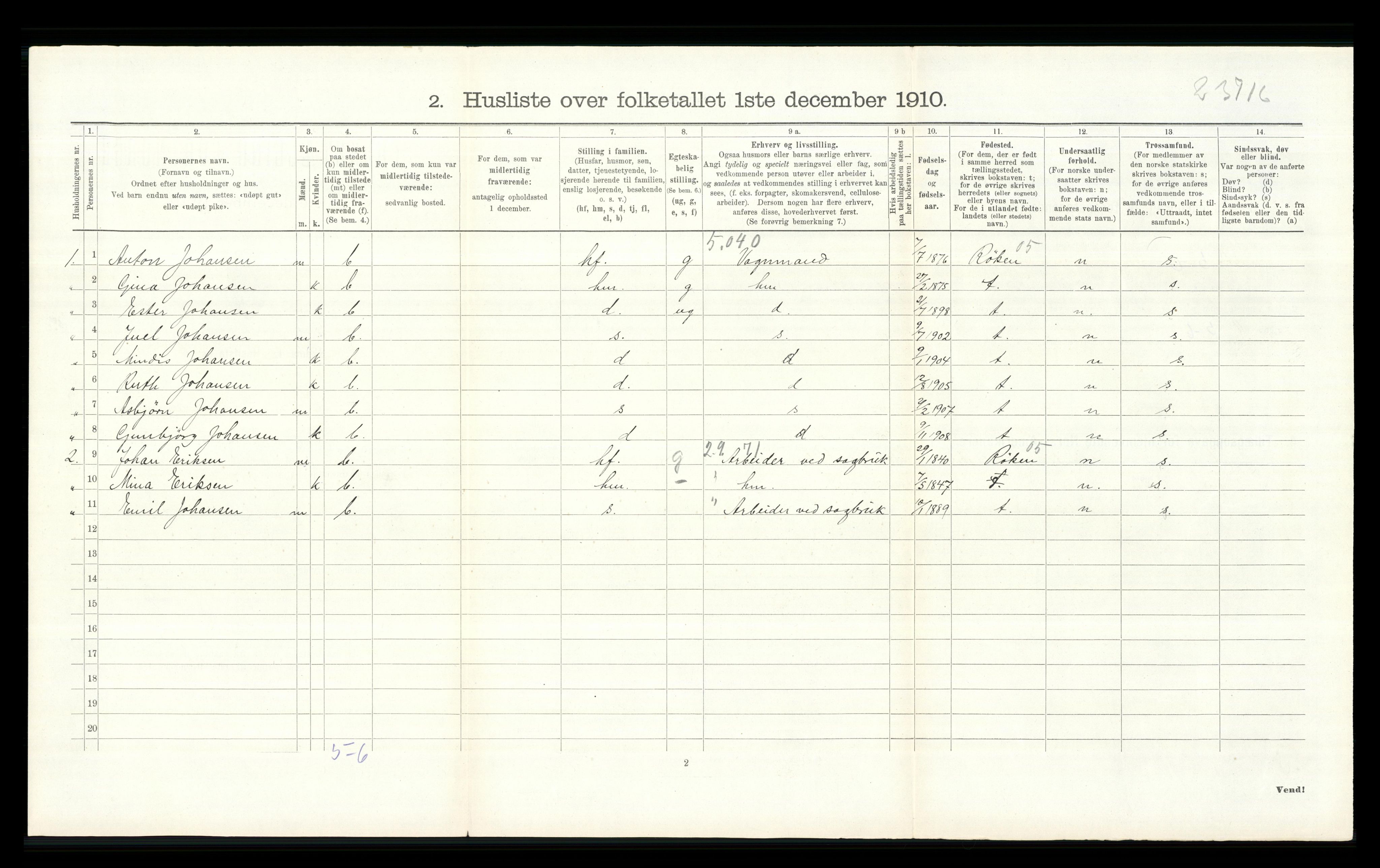 RA, Folketelling 1910 for 0626 Lier herred, 1910, s. 305