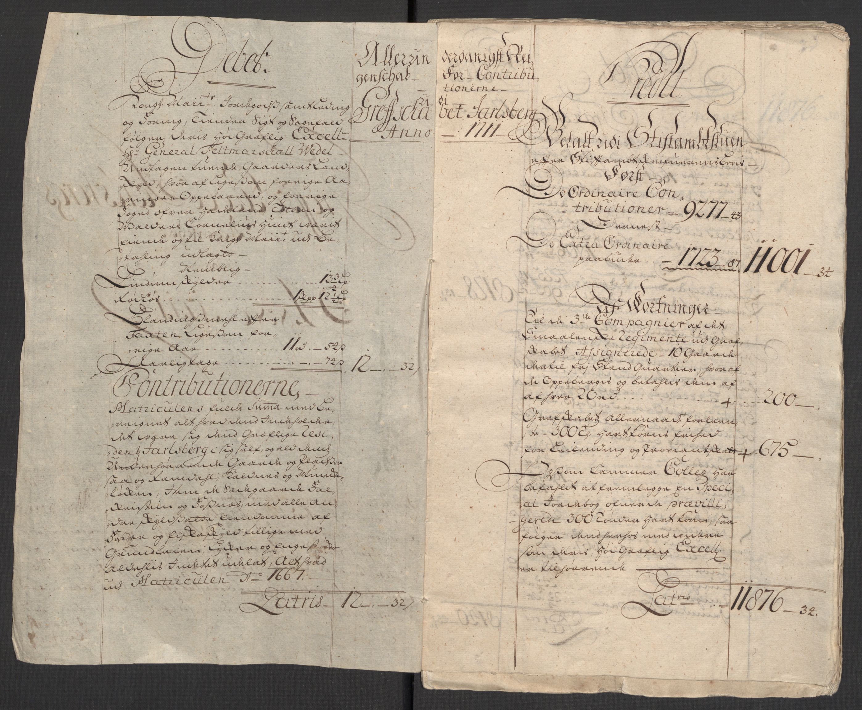 Rentekammeret inntil 1814, Reviderte regnskaper, Fogderegnskap, AV/RA-EA-4092/R32/L1876: Fogderegnskap Jarlsberg grevskap, 1711, s. 4