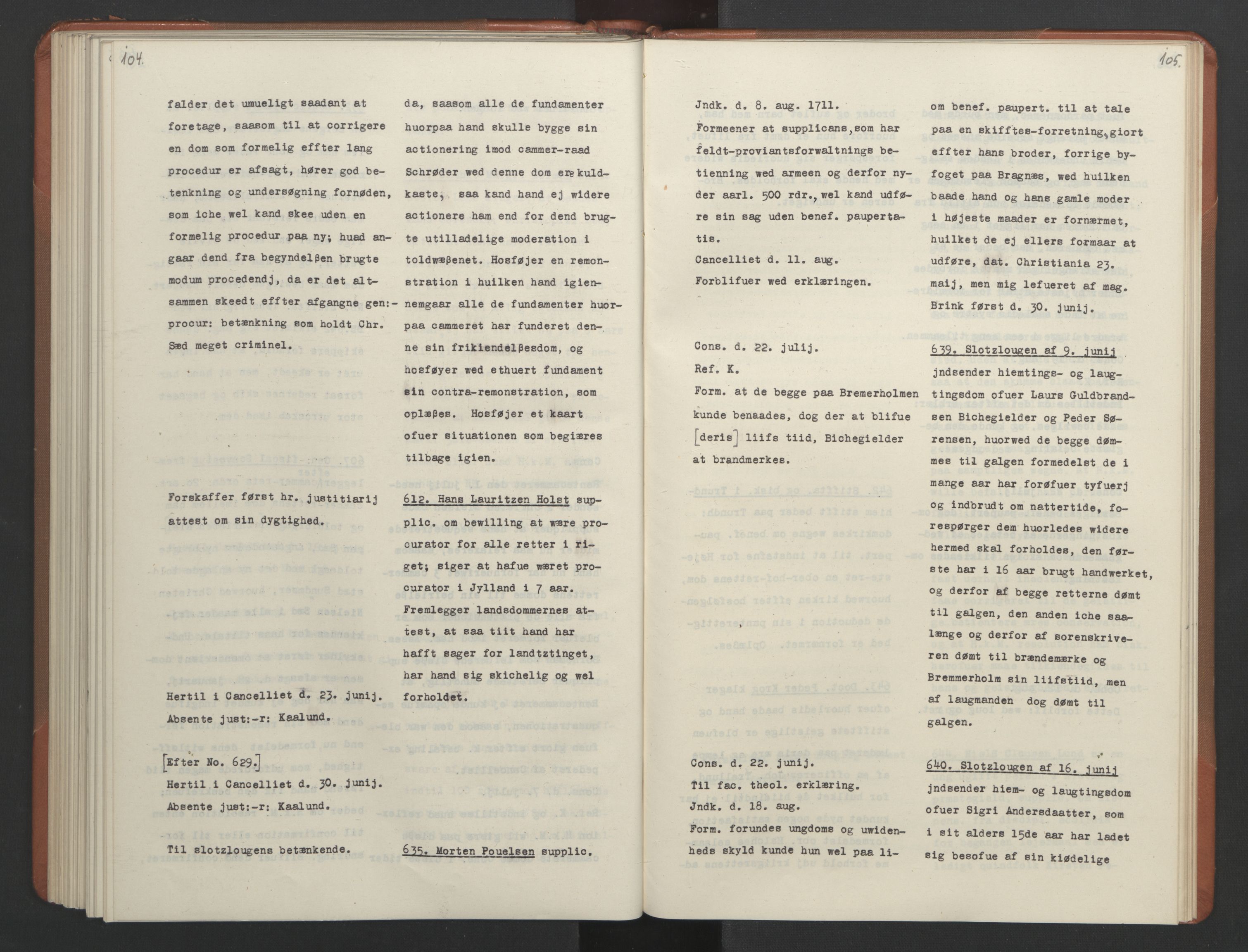 Avskriftsamlingen, AV/RA-EA-4022/F/Fa/L0078: Supplikker, 1710-1711, s. 168