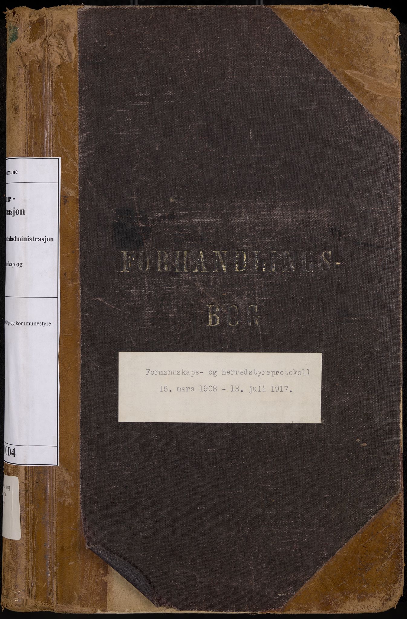 Andebu formannskap og sentraladministrasjon, IKAK/0719021-1/A/Aa/L0004: Møtebok, 1908-1917