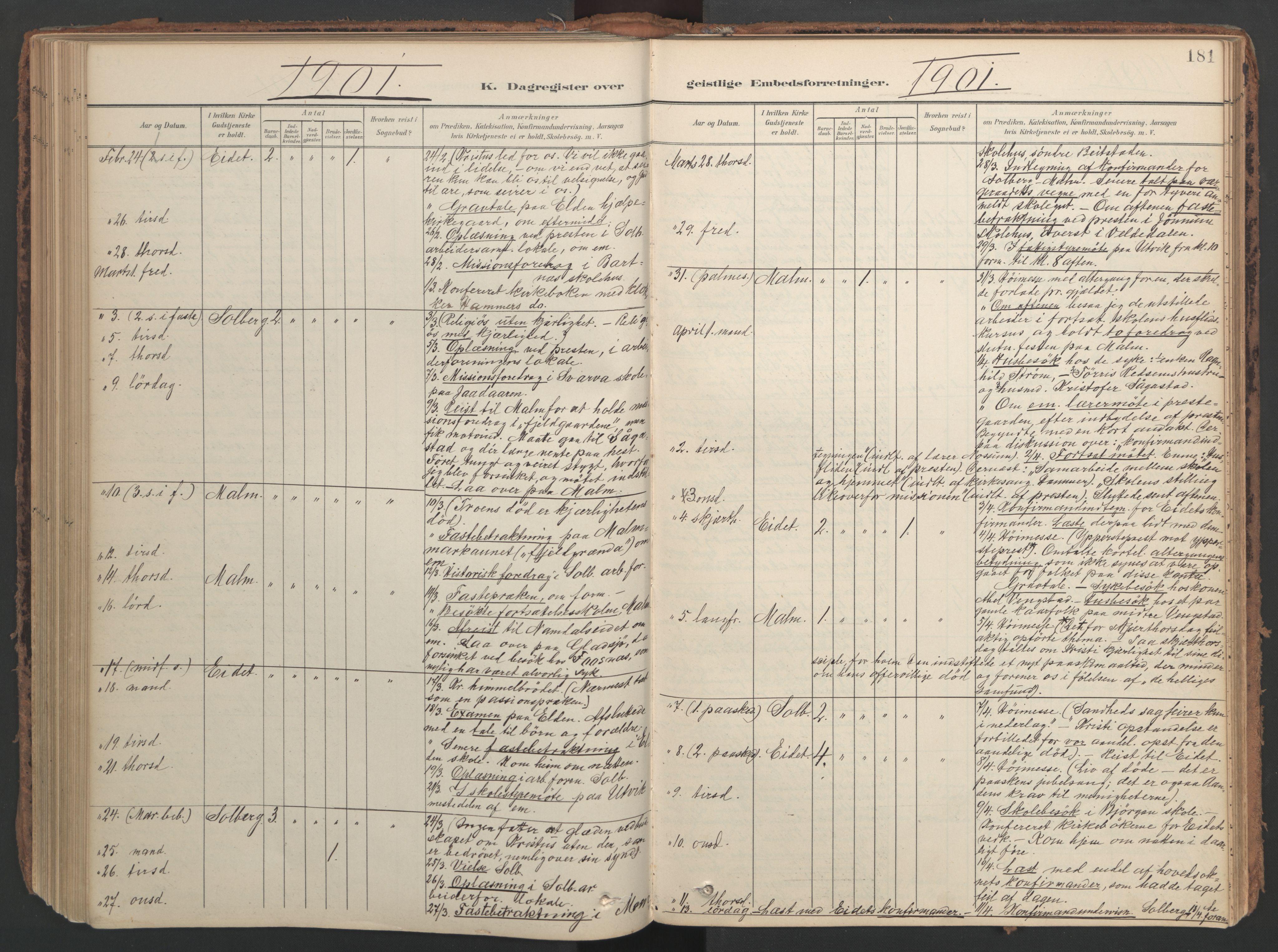 Ministerialprotokoller, klokkerbøker og fødselsregistre - Nord-Trøndelag, AV/SAT-A-1458/741/L0397: Ministerialbok nr. 741A11, 1901-1911, s. 181