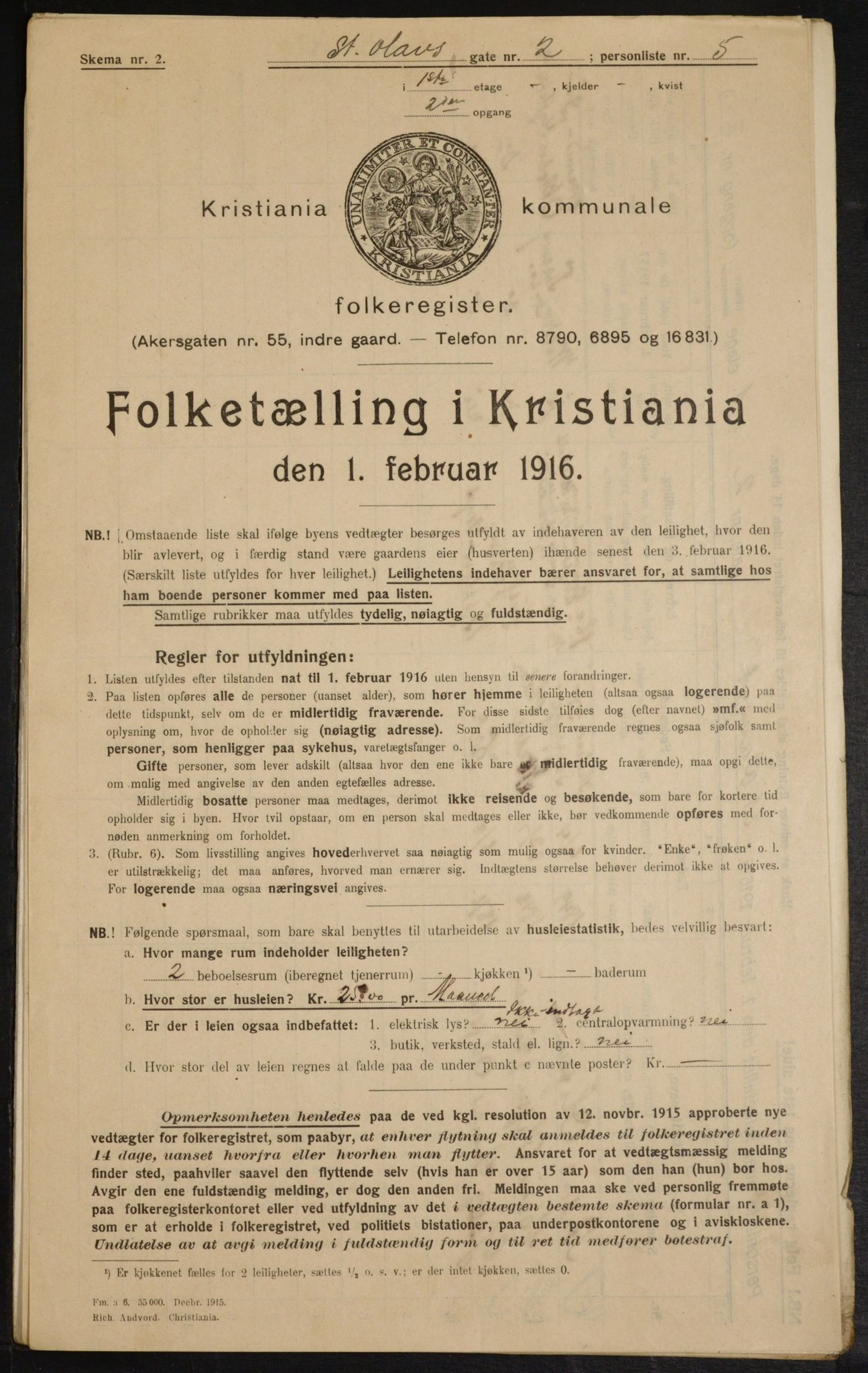 OBA, Kommunal folketelling 1.2.1916 for Kristiania, 1916, s. 90170