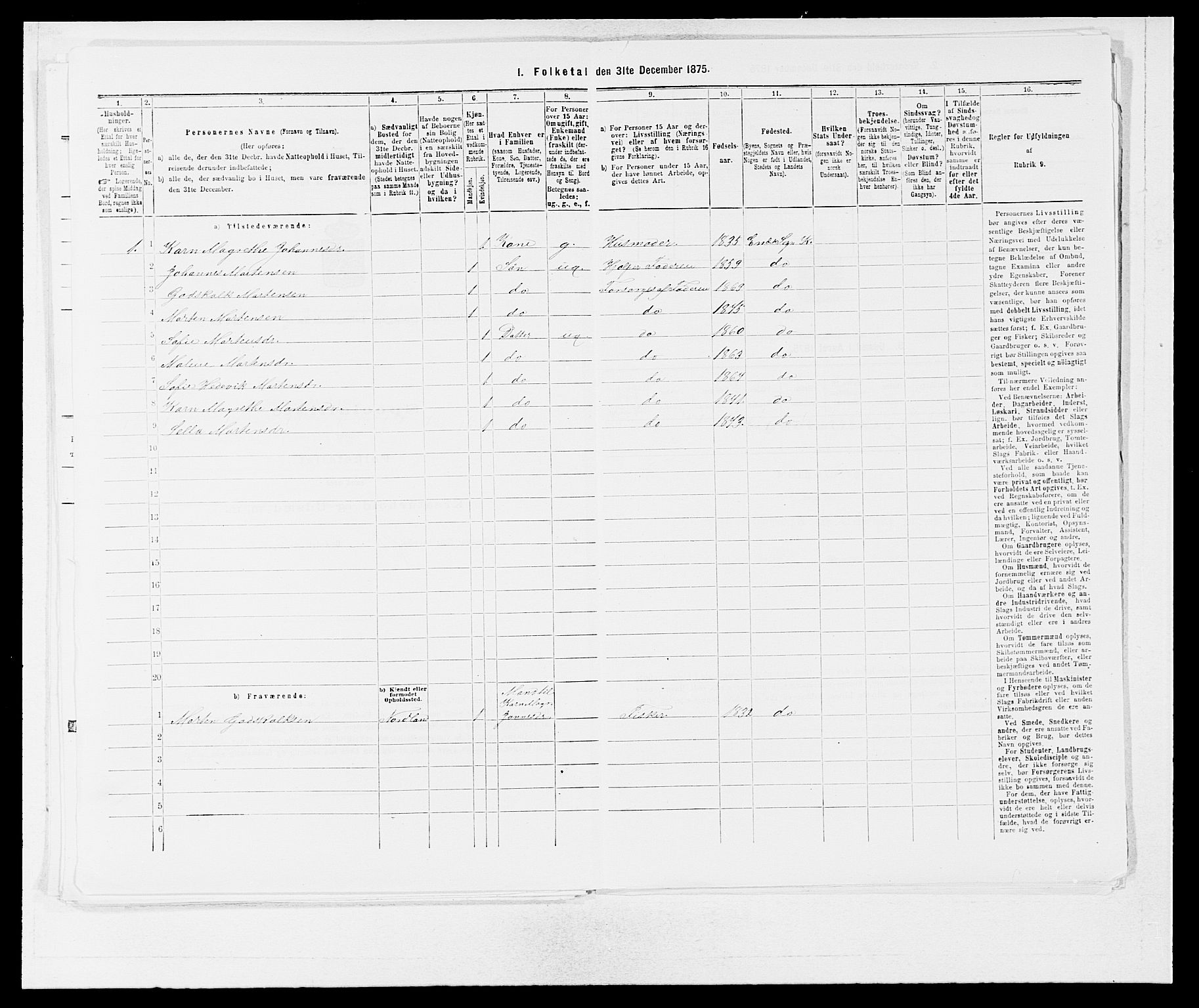 SAB, Folketelling 1875 for 1224P Kvinnherad prestegjeld, 1875, s. 462