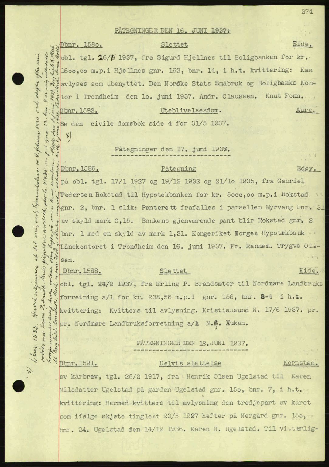 Nordmøre sorenskriveri, SAT/A-4132/1/2/2Ca: Pantebok nr. C80, 1936-1939, Dagboknr: 1580/1937