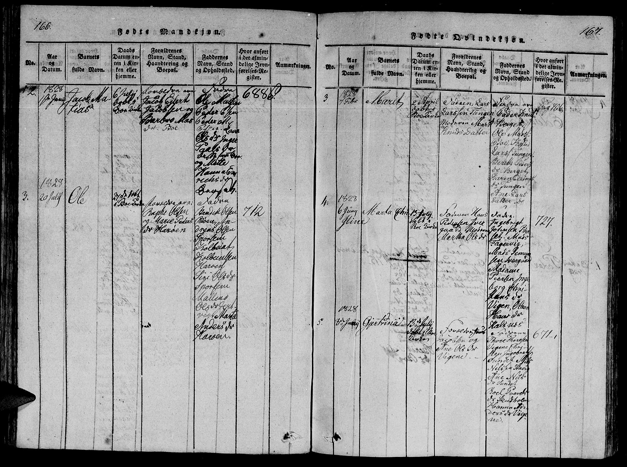 Ministerialprotokoller, klokkerbøker og fødselsregistre - Møre og Romsdal, AV/SAT-A-1454/566/L0763: Ministerialbok nr. 566A03 /1, 1817-1829, s. 166-167