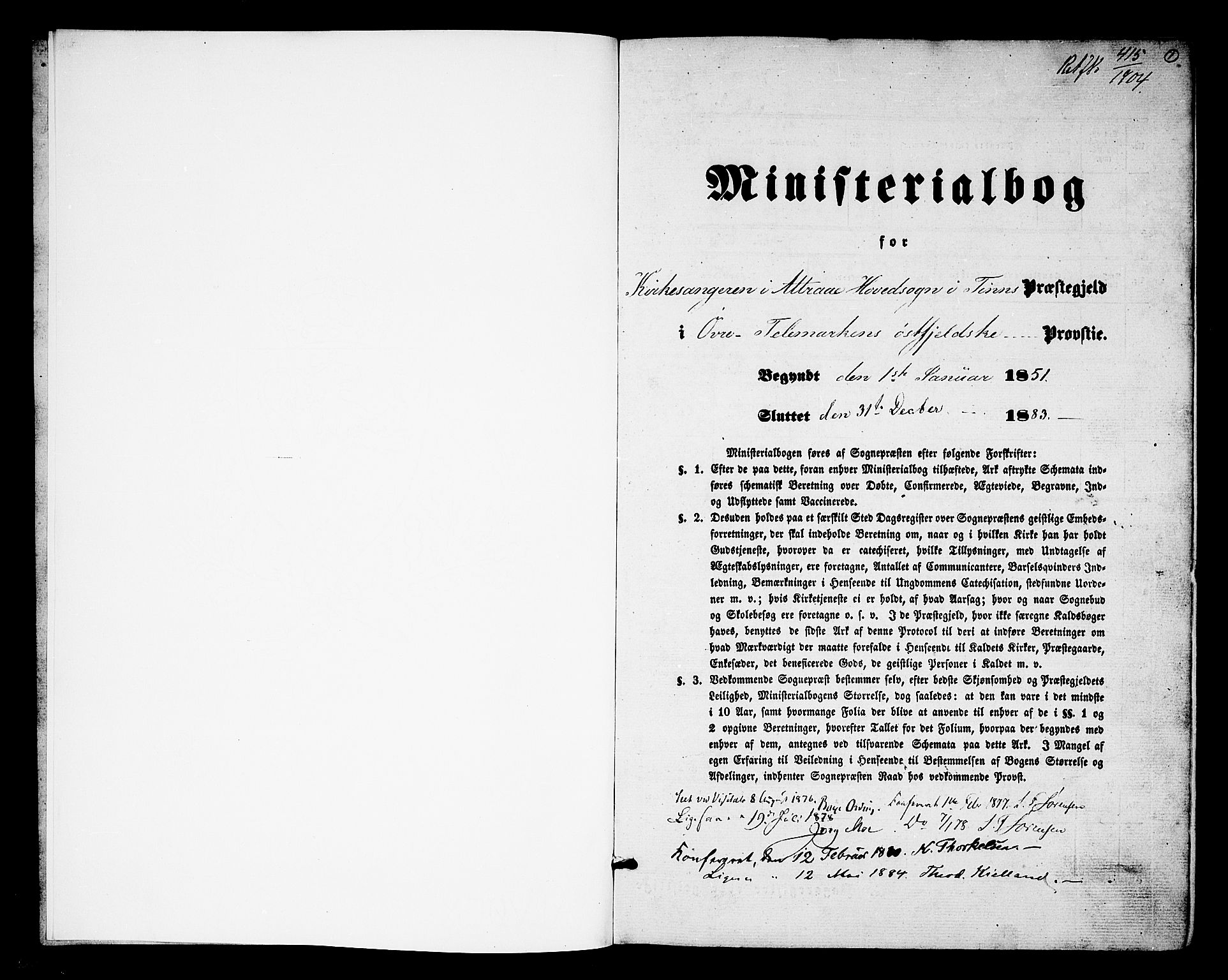 Tinn kirkebøker, AV/SAKO-A-308/G/Ga/L0002: Klokkerbok nr. I 2, 1851-1883, s. 1