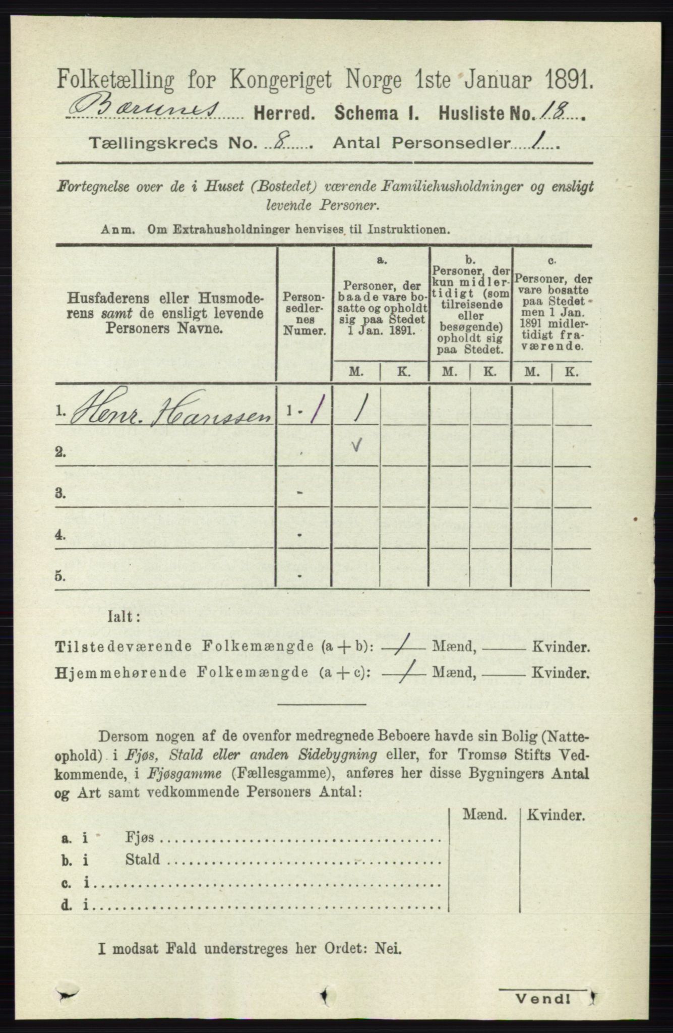 RA, Folketelling 1891 for 0219 Bærum herred, 1891, s. 4458