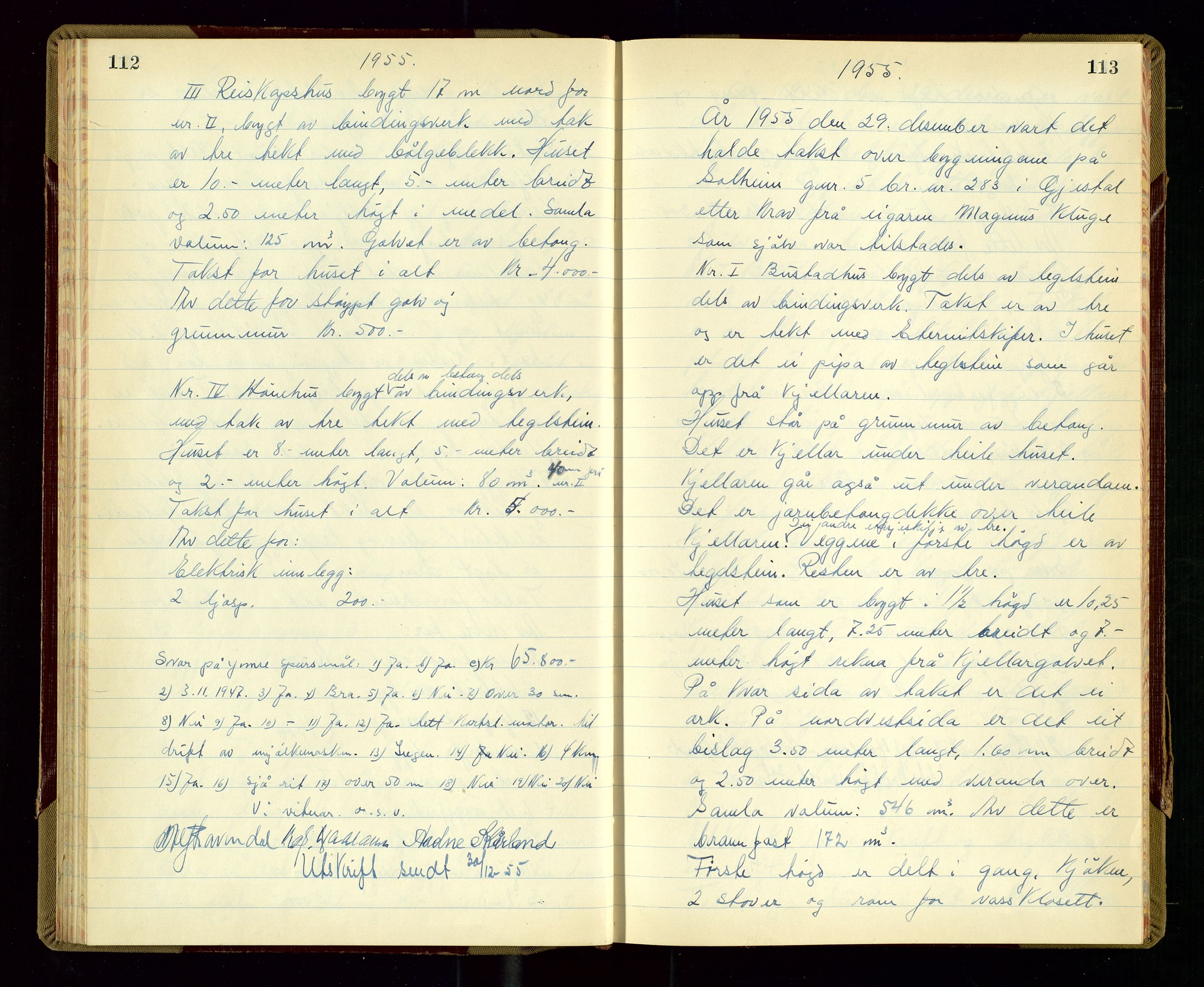 Gjesdal lensmannskontor, AV/SAST-A-100441/Go/L0006: Branntakstprotokoll, 1954-1955, s. 112-113