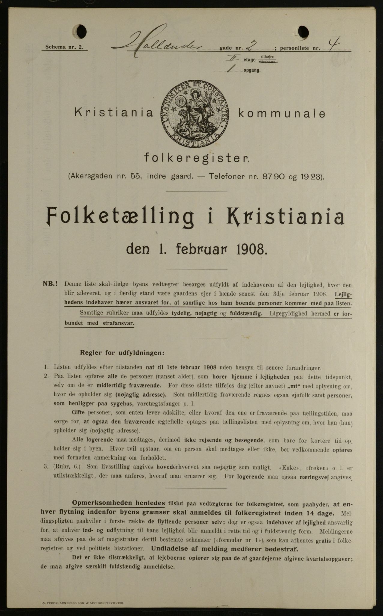 OBA, Kommunal folketelling 1.2.1908 for Kristiania kjøpstad, 1908, s. 36545