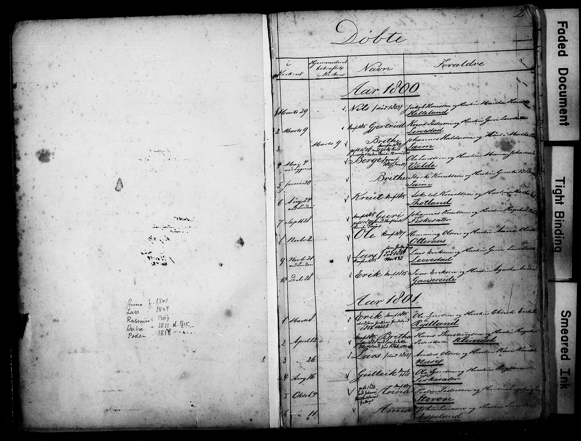 Alversund Sokneprestembete, AV/SAB-A-73901/H/Ha/Hab: Klokkerbok nr. D 1, 1800-1870, s. 2