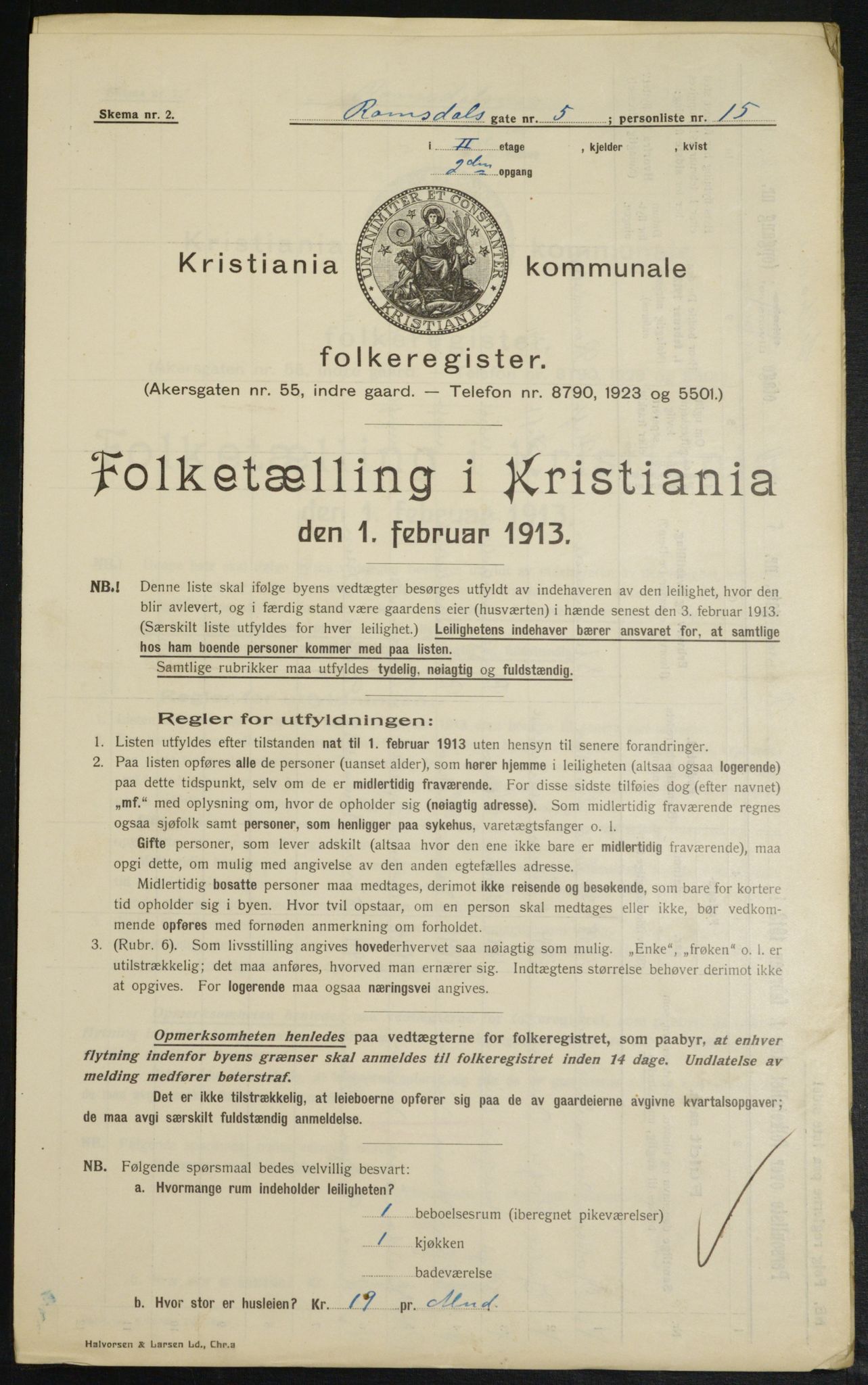 OBA, Kommunal folketelling 1.2.1913 for Kristiania, 1913, s. 83253