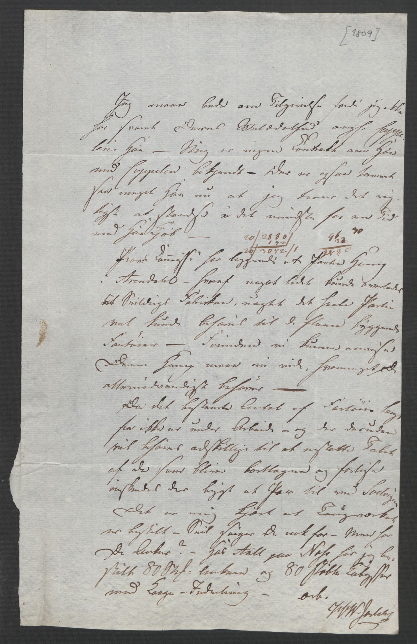 Faye, Andreas, AV/RA-PA-0015/F/Fh/L0026/0003: -- / Breve fra Grev J. H. C. Wedel-Jarlsberg til Chr. Faye angaaende kornprovideringen 1809-1810 og 1822. Brev fra provideringscommissionen til Jac. Aall og Chr. Faye 1808-1815. Jfr. IX 12 og 58-59, s. 9