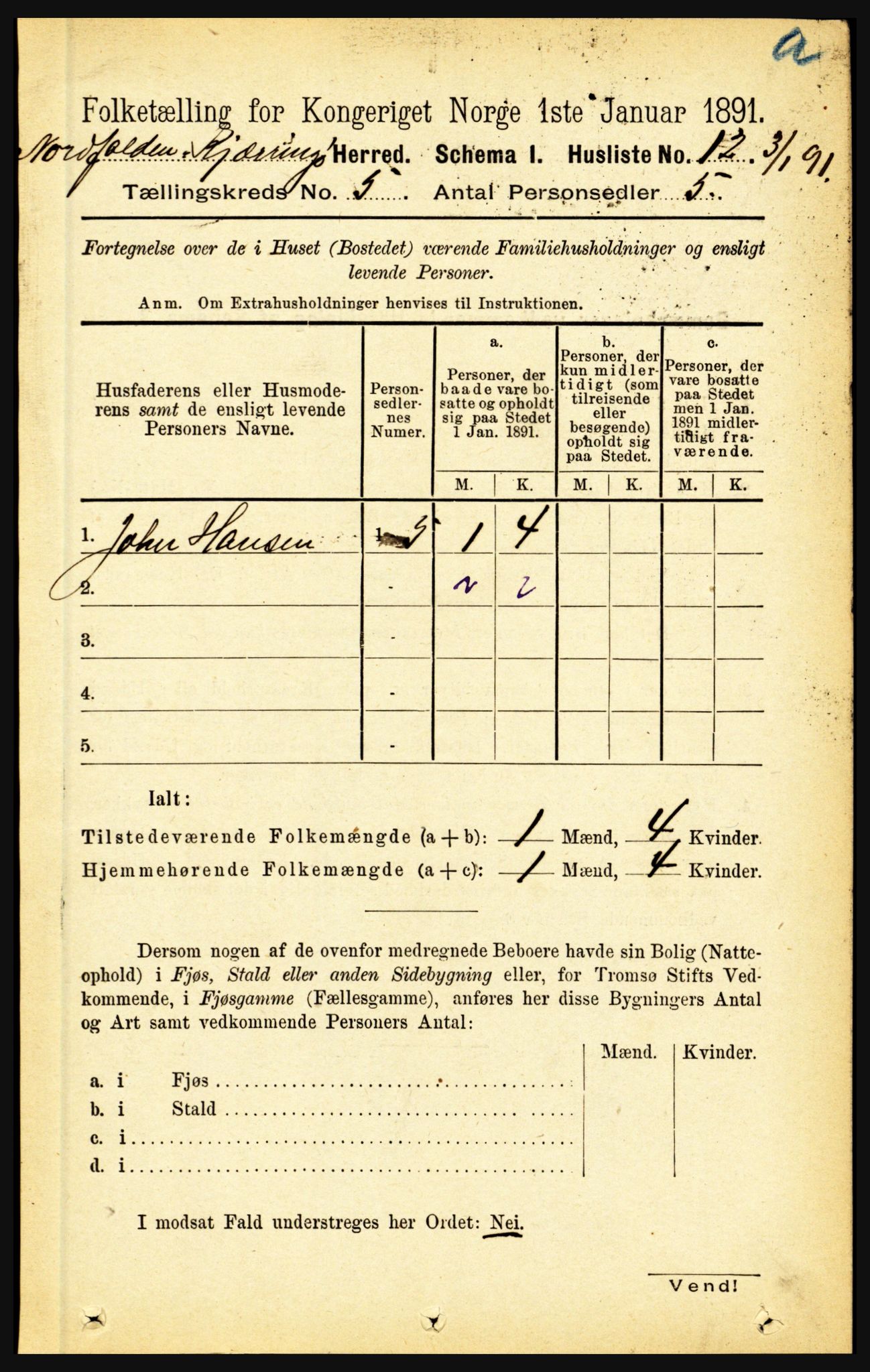 RA, Folketelling 1891 for 1846 Nordfold-Kjerringøy herred, 1891, s. 1138