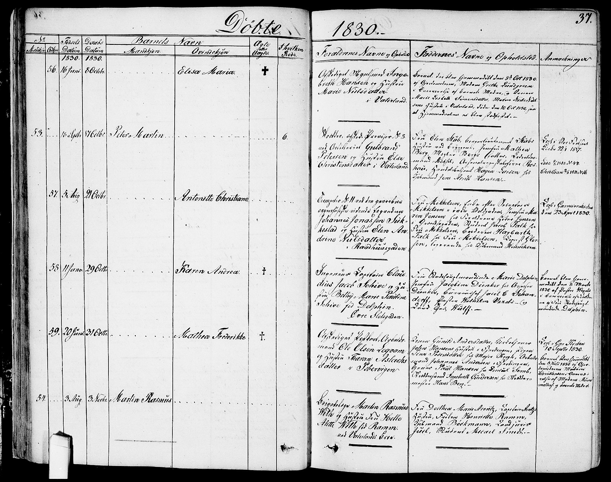 Garnisonsmenigheten Kirkebøker, AV/SAO-A-10846/G/Ga/L0004: Klokkerbok nr. 4, 1828-1840, s. 37
