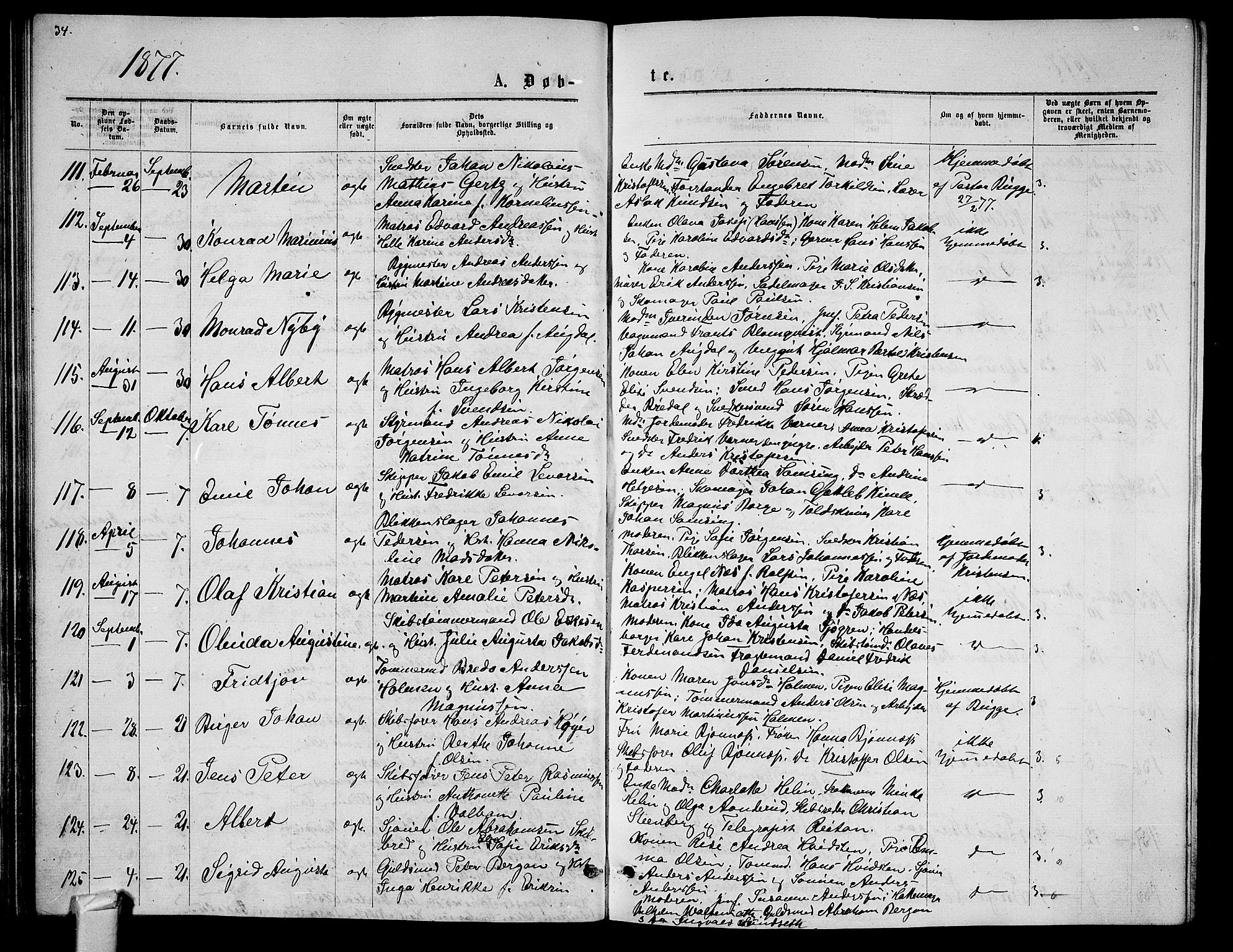 Tønsberg kirkebøker, AV/SAKO-A-330/G/Ga/L0005: Klokkerbok nr. 5, 1875-1885, s. 34