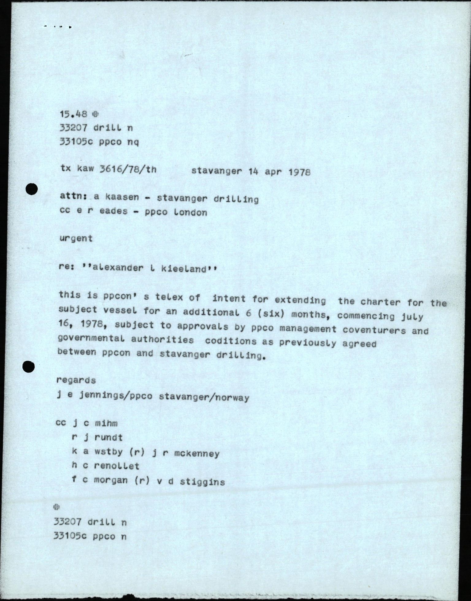Pa 1503 - Stavanger Drilling AS, AV/SAST-A-101906/2/E/Eb/Eba/L0010: Sak og korrespondanse, 1977-1981