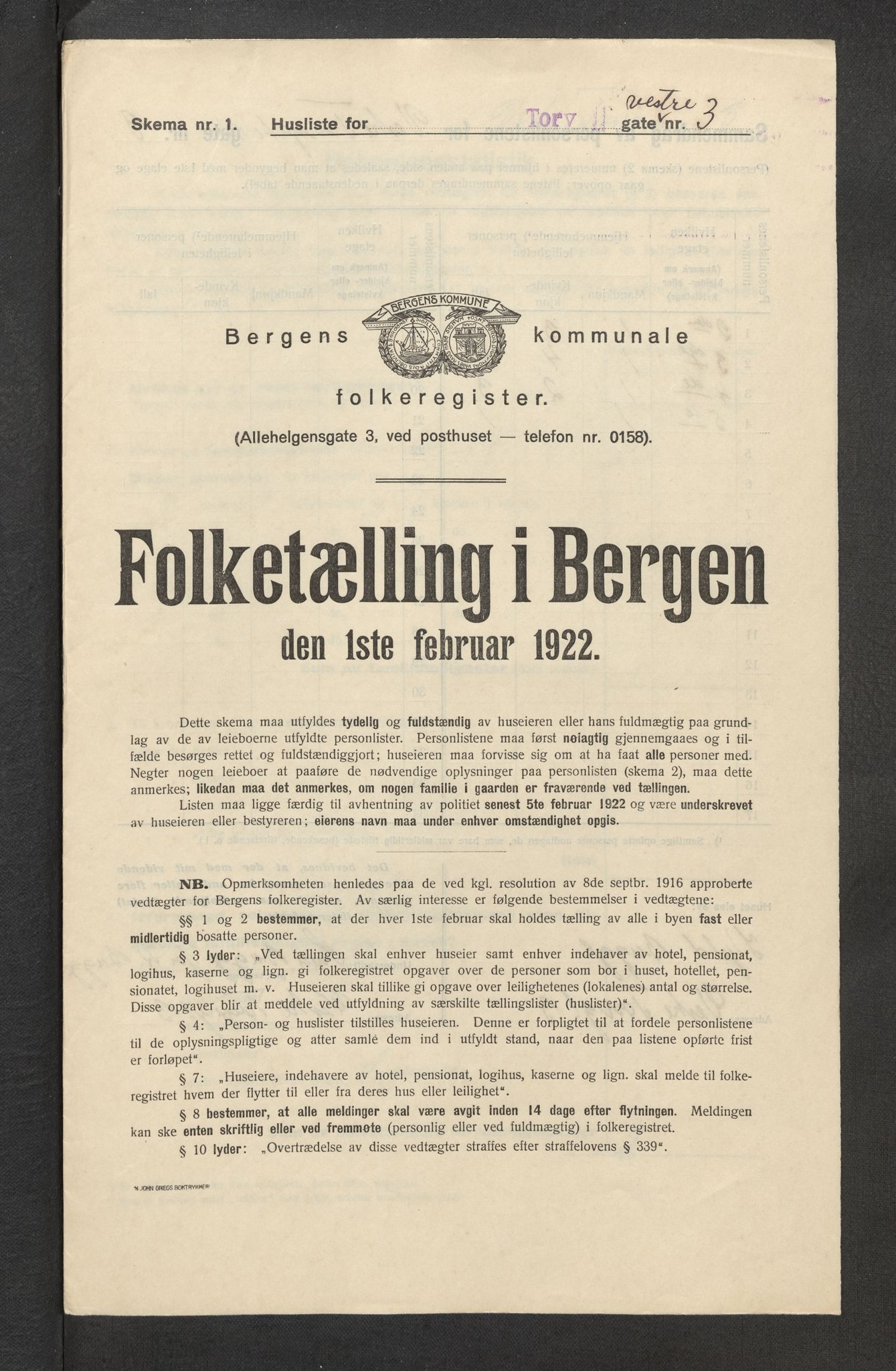 SAB, Kommunal folketelling 1922 for Bergen kjøpstad, 1922, s. 44579