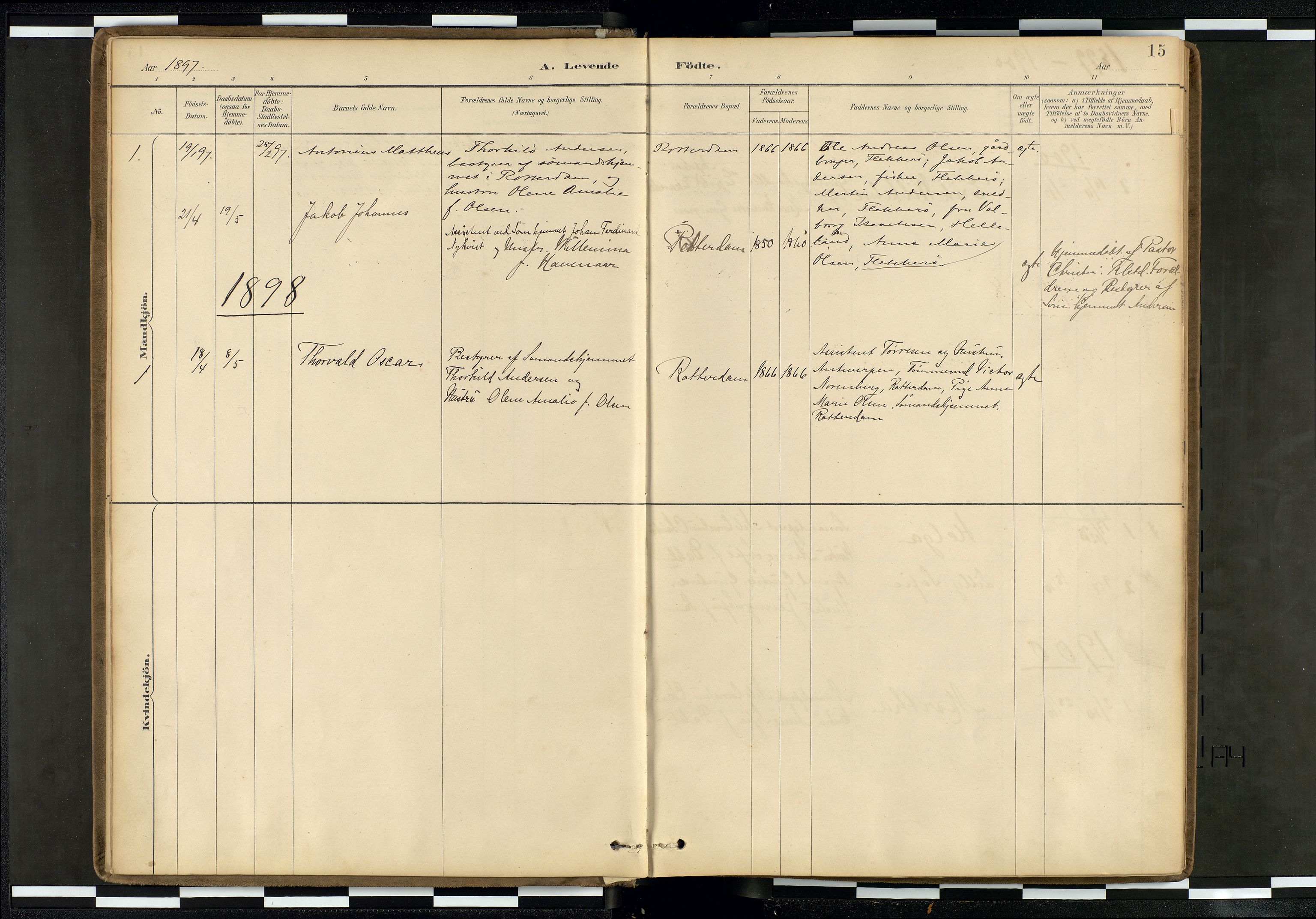 Den norske sjømannsmisjon i utlandet/Hollandske havner (Amsterdam-Rotterdam-Europort), AV/SAB-SAB/PA-0106/H/Ha/Haa/L0002: Ministerialbok nr. A 2, 1887-1907, s. 14b-15a