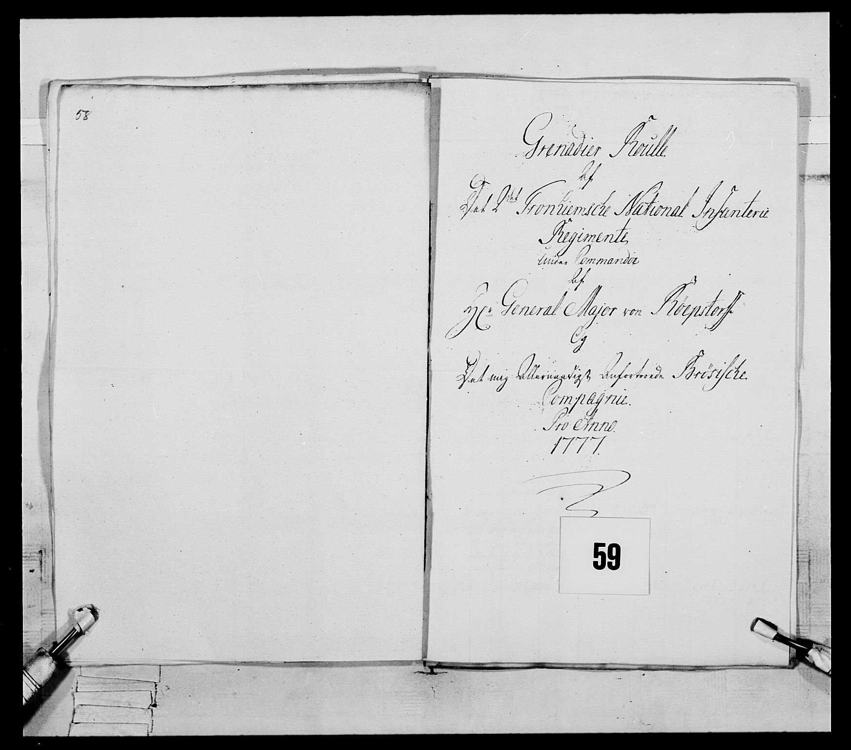 Generalitets- og kommissariatskollegiet, Det kongelige norske kommissariatskollegium, AV/RA-EA-5420/E/Eh/L0077: 2. Trondheimske nasjonale infanteriregiment, 1774-1778, s. 229