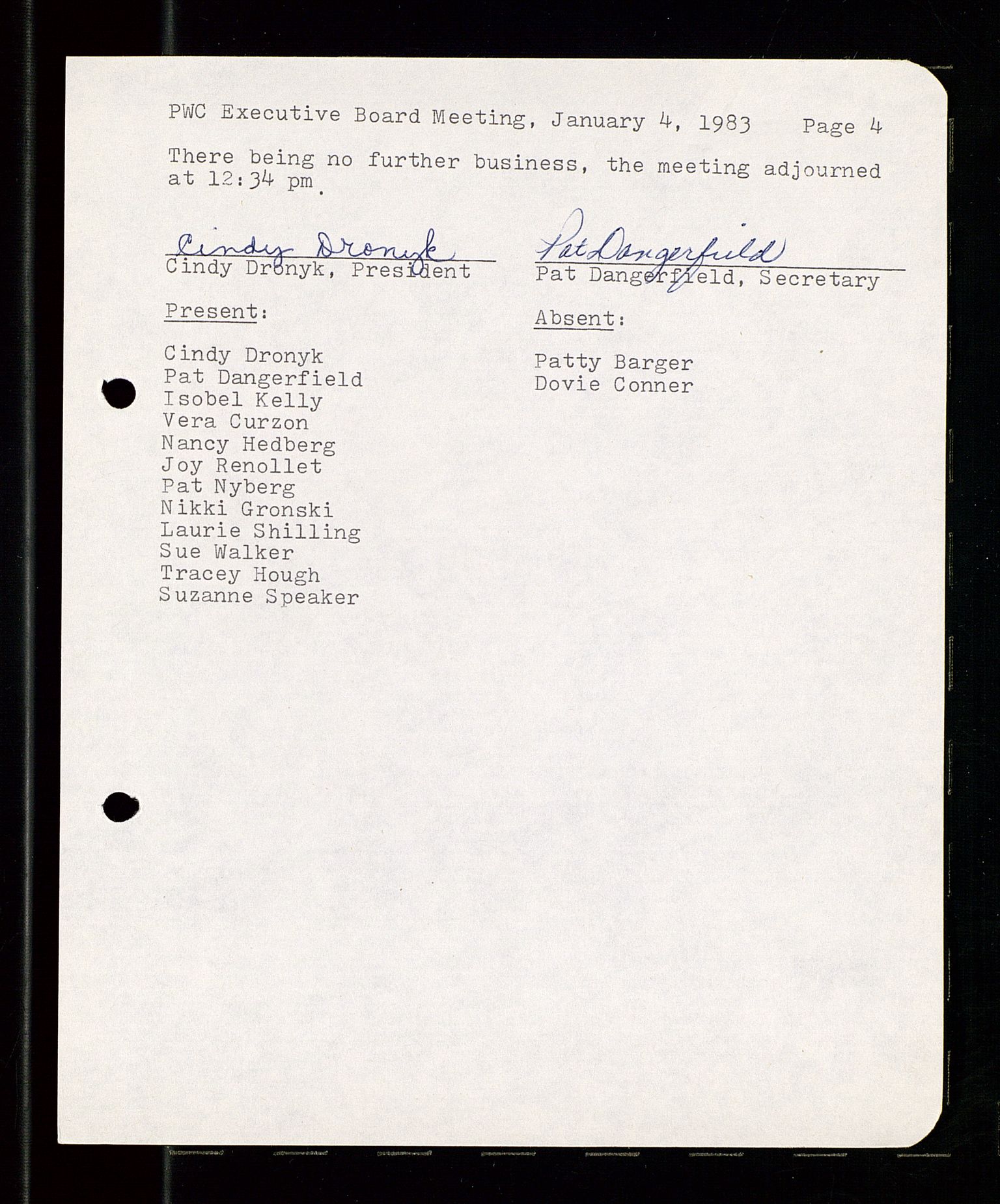 PA 1547 - Petroleum Wives Club, SAST/A-101974/A/Aa/L0001: Board and General Meeting, 1970-1983