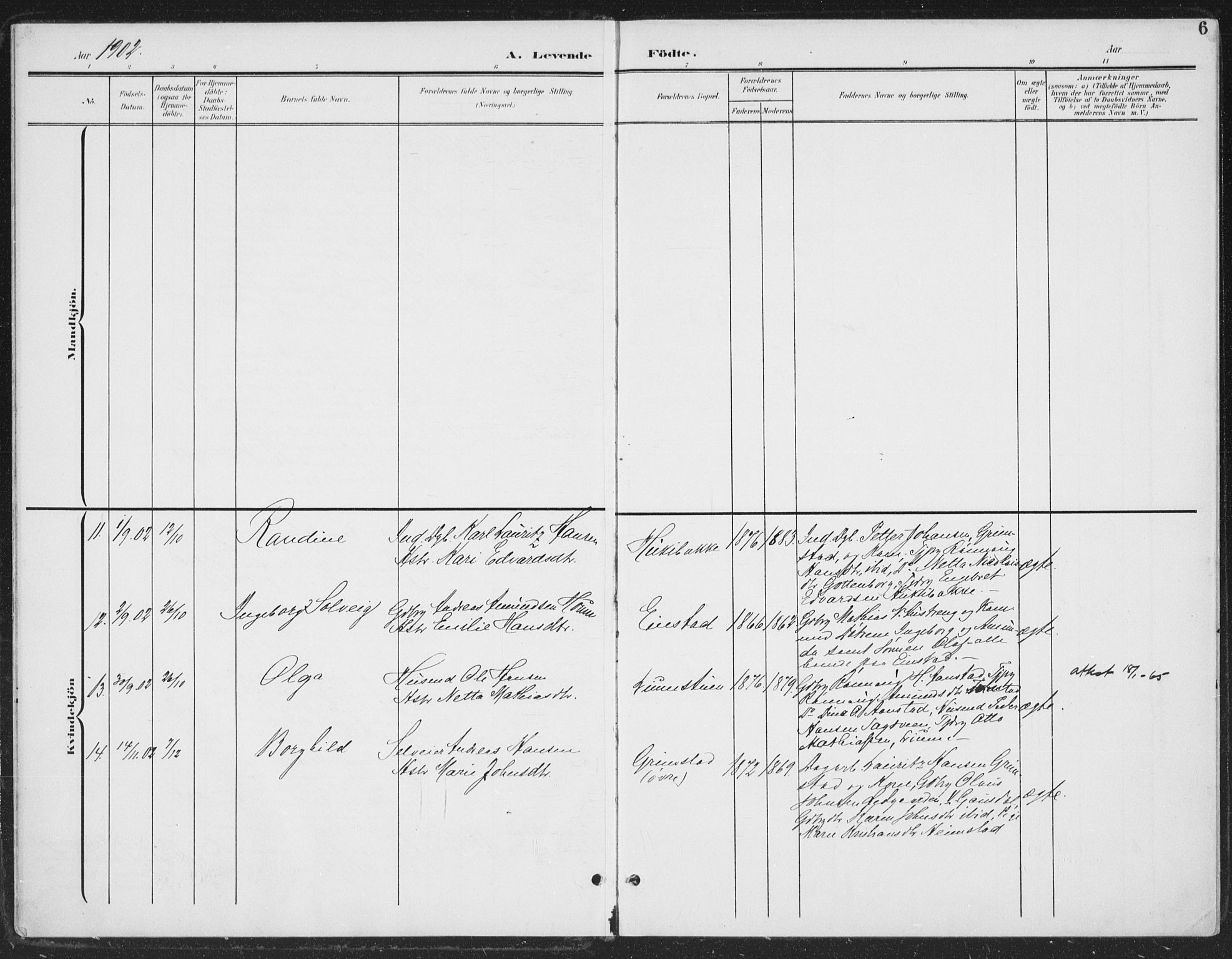 Østre Gausdal prestekontor, AV/SAH-PREST-092/H/Ha/Haa/L0005: Ministerialbok nr. 5, 1902-1920, s. 6