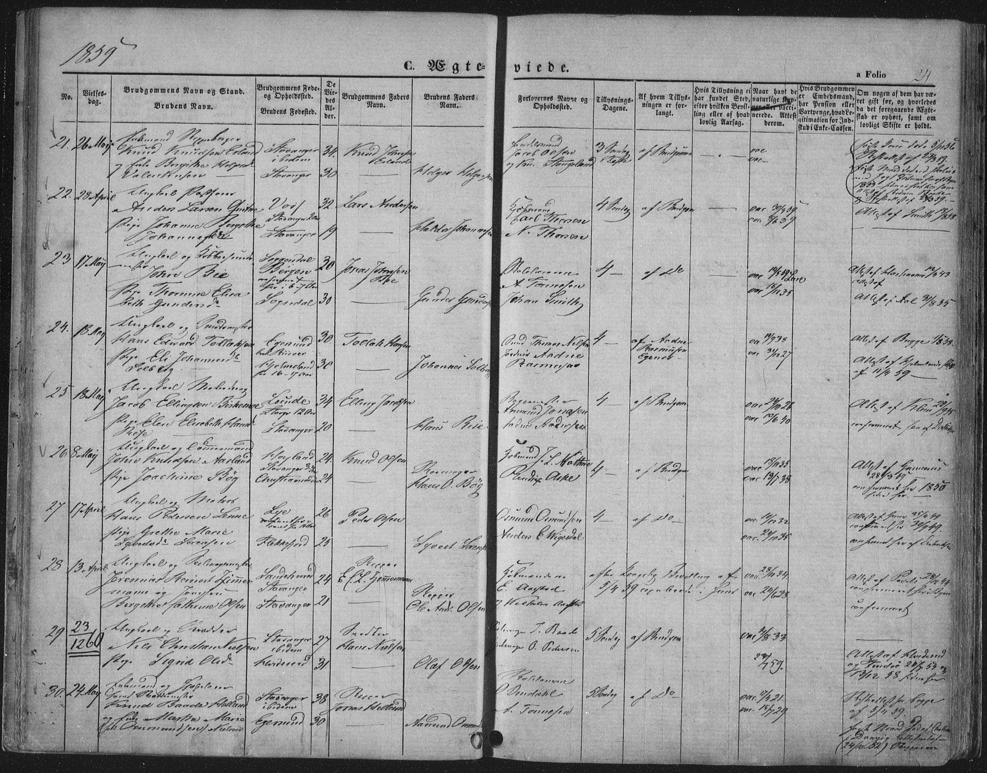 Domkirken sokneprestkontor, AV/SAST-A-101812/001/30/30BA/L0019: Ministerialbok nr. A 18, 1857-1877, s. 24