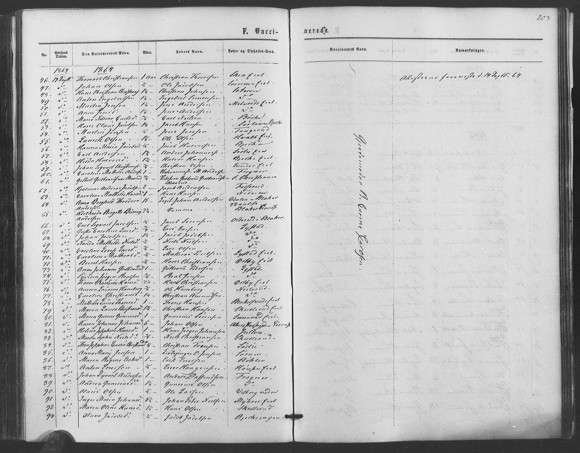 Sørum prestekontor Kirkebøker, SAO/A-10303/F/Fa/L0006: Ministerialbok nr. I 6, 1864-1877, s. 203