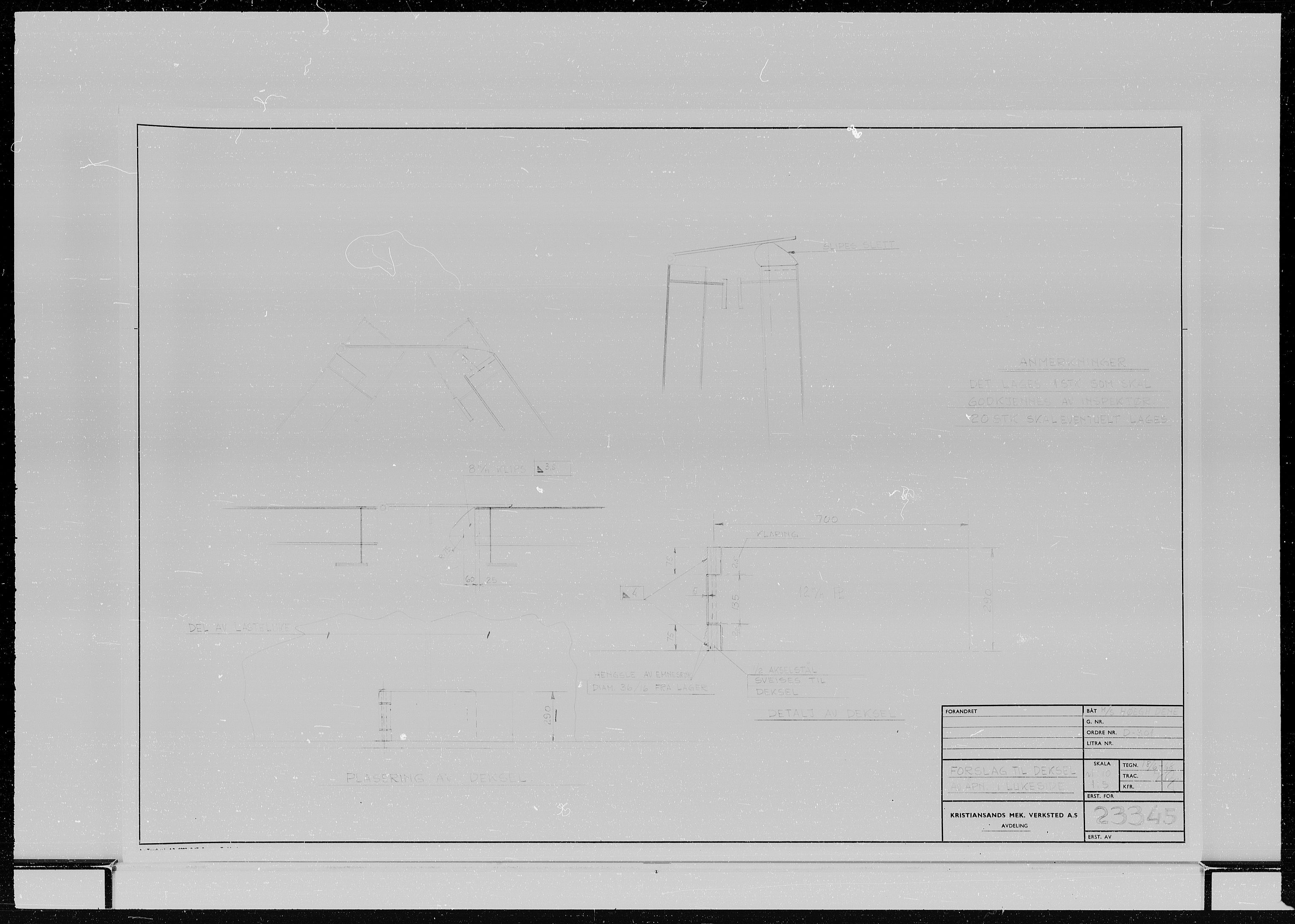 Kristiansand Mekaniske Verksted, AV/SAK-D/0612/G/Ga/L0006/0002: Reprofoto av tegninger m.m. / 36 mm mikrofilmruller, reprofoto av skipstegninger, byggenr. 134-212, s. 5