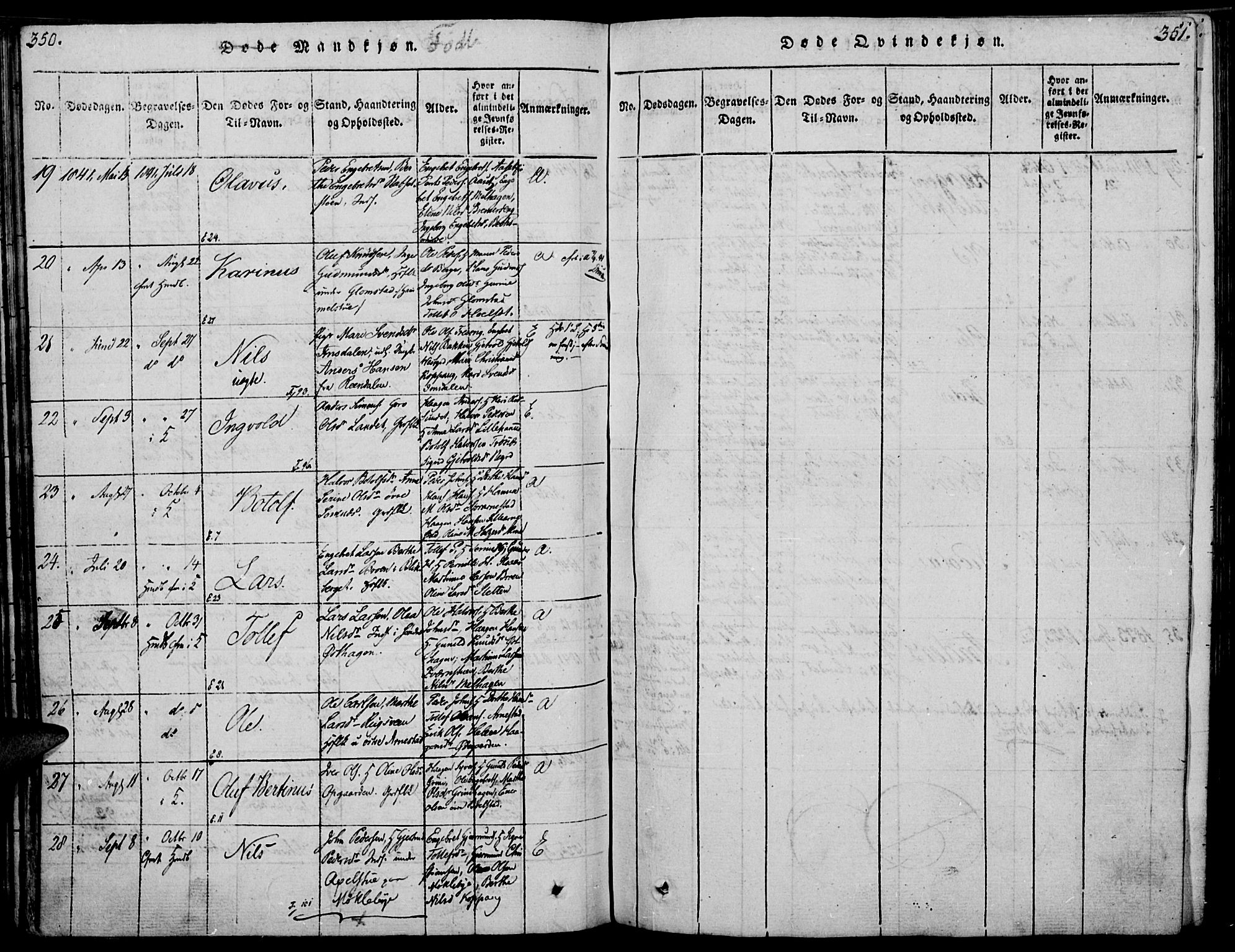 Åmot prestekontor, Hedmark, AV/SAH-PREST-056/H/Ha/Haa/L0005: Ministerialbok nr. 5, 1815-1841, s. 350-351