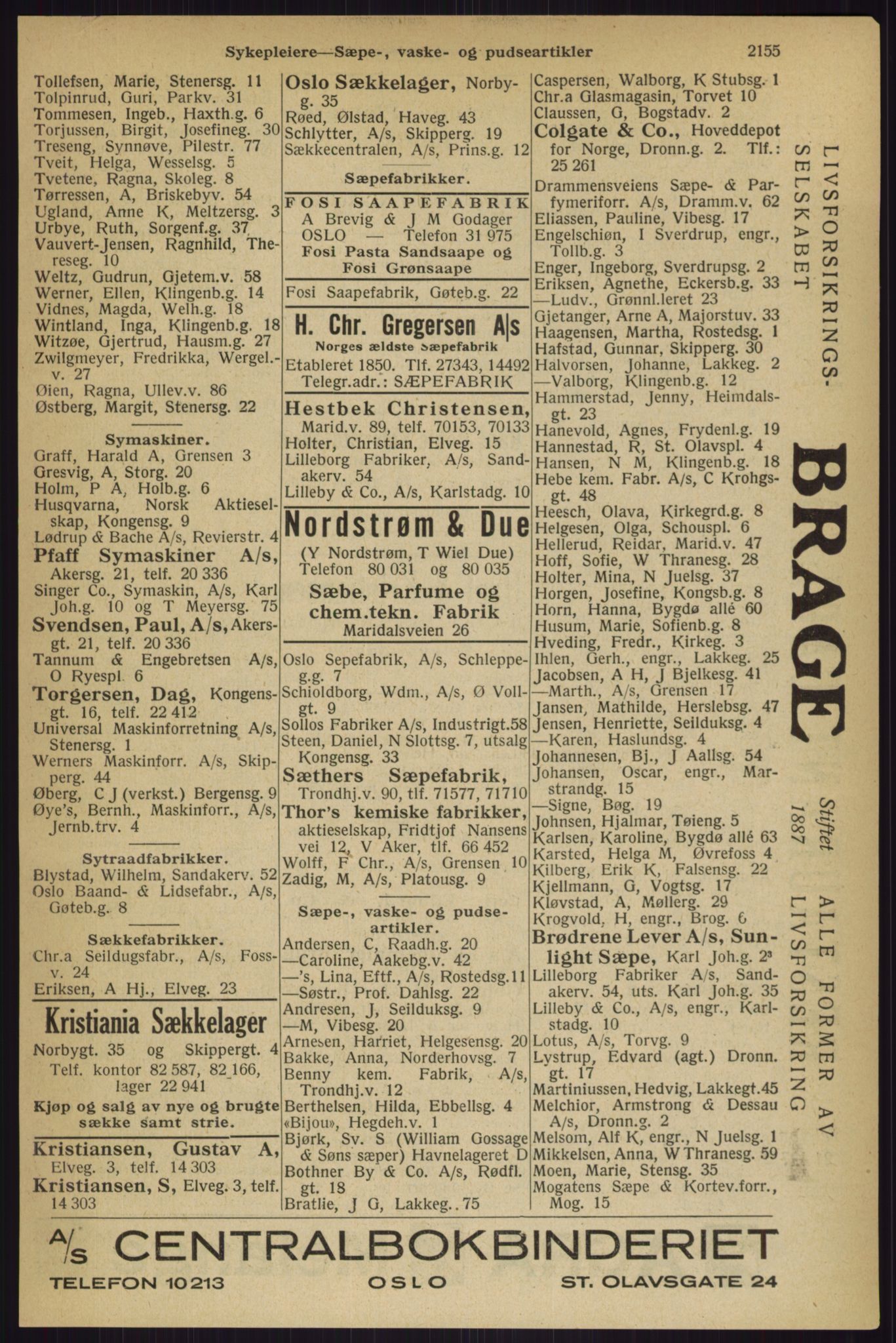 Kristiania/Oslo adressebok, PUBL/-, 1927, s. 2155