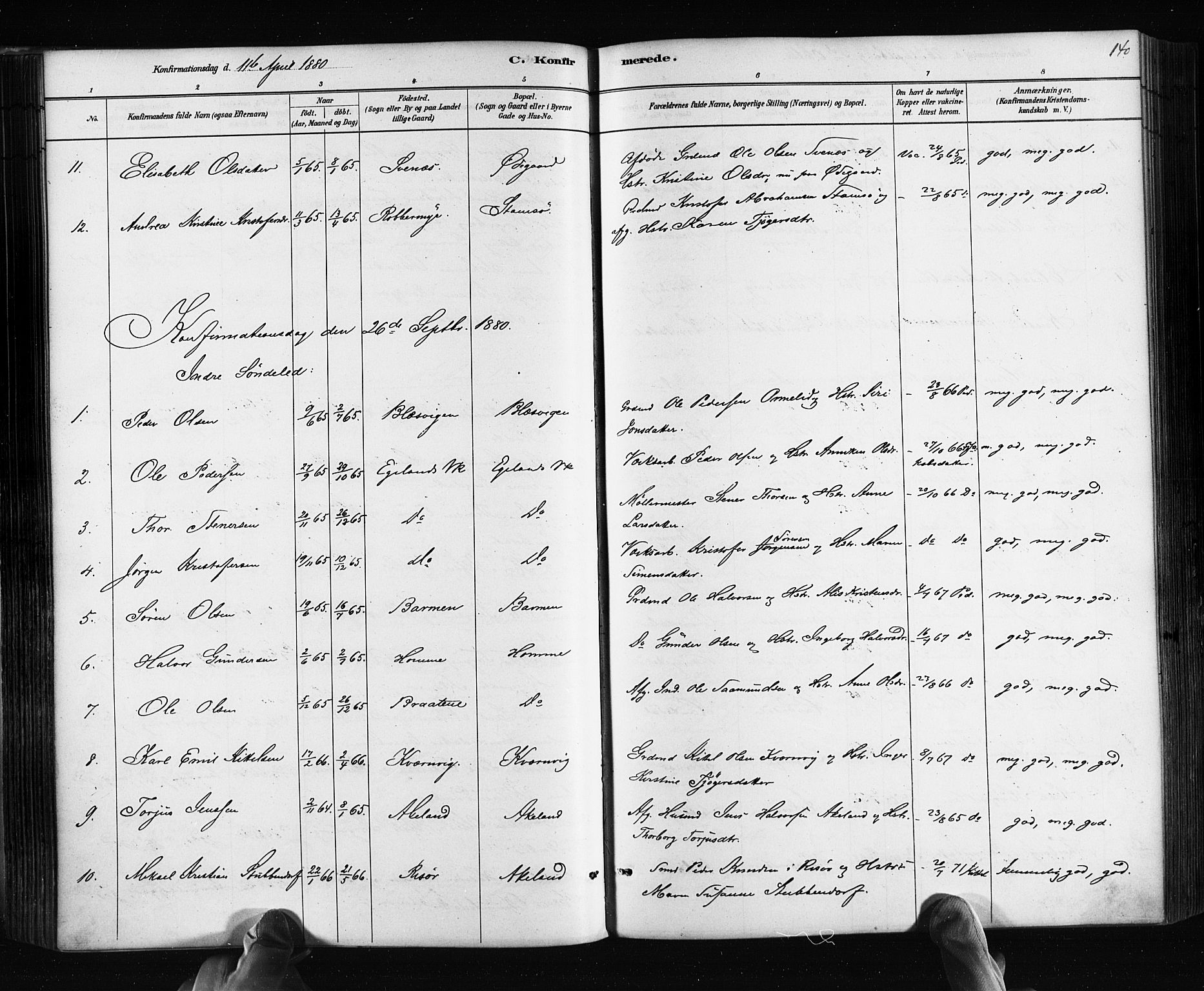 Søndeled sokneprestkontor, AV/SAK-1111-0038/F/Fa/L0004: Ministerialbok nr. A 4, 1880-1889, s. 140
