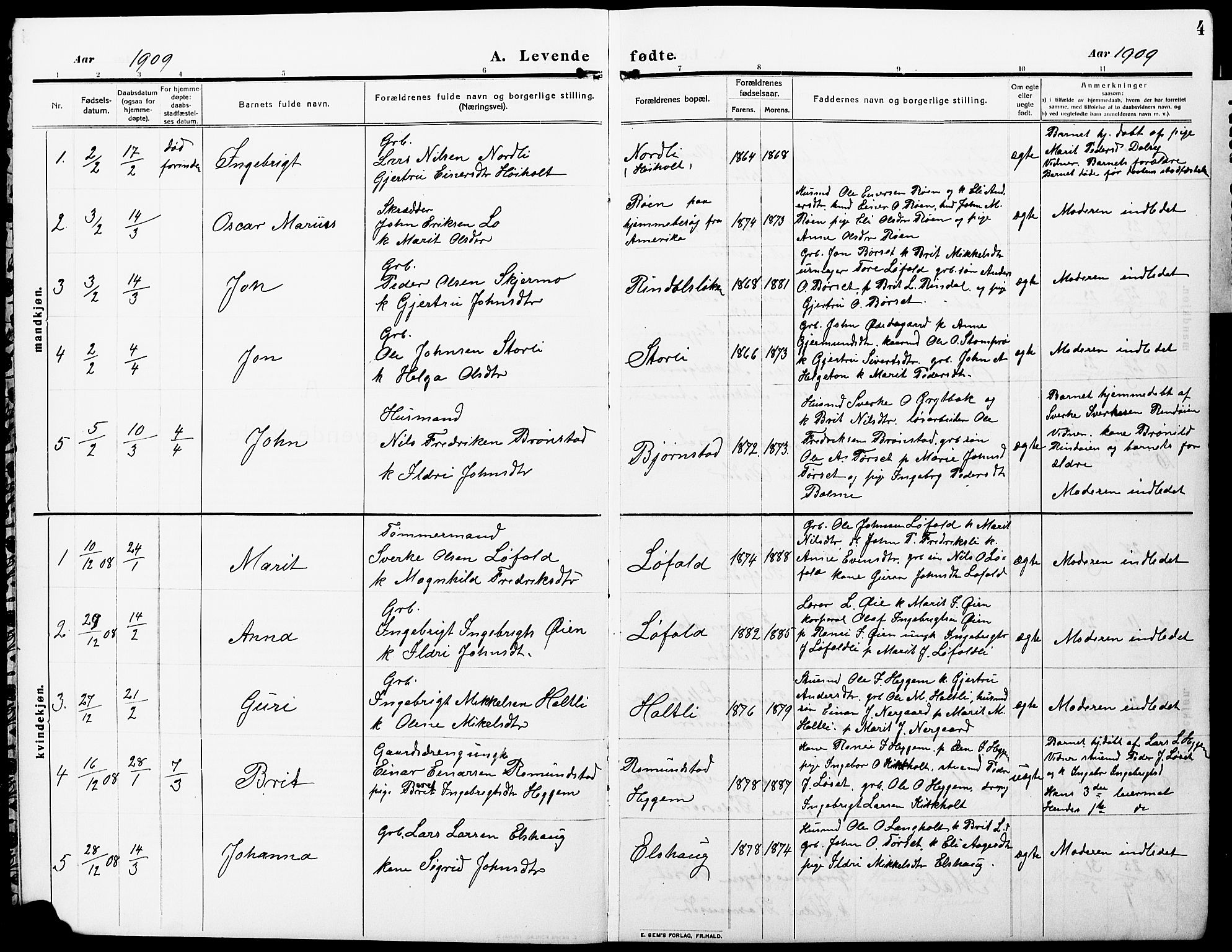 Ministerialprotokoller, klokkerbøker og fødselsregistre - Møre og Romsdal, AV/SAT-A-1454/598/L1079: Klokkerbok nr. 598C04, 1909-1927, s. 4