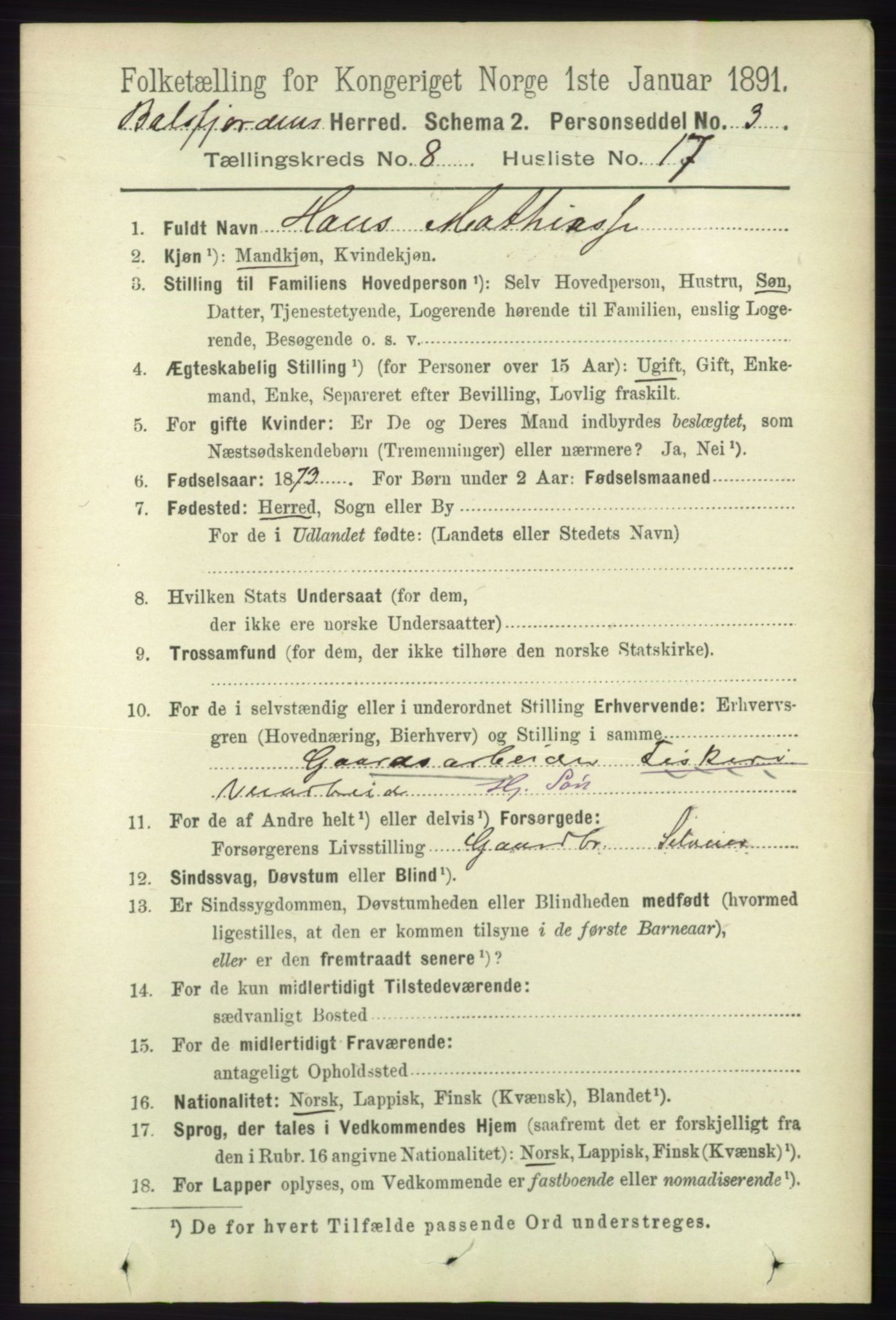 RA, Folketelling 1891 for 1933 Balsfjord herred, 1891, s. 2559