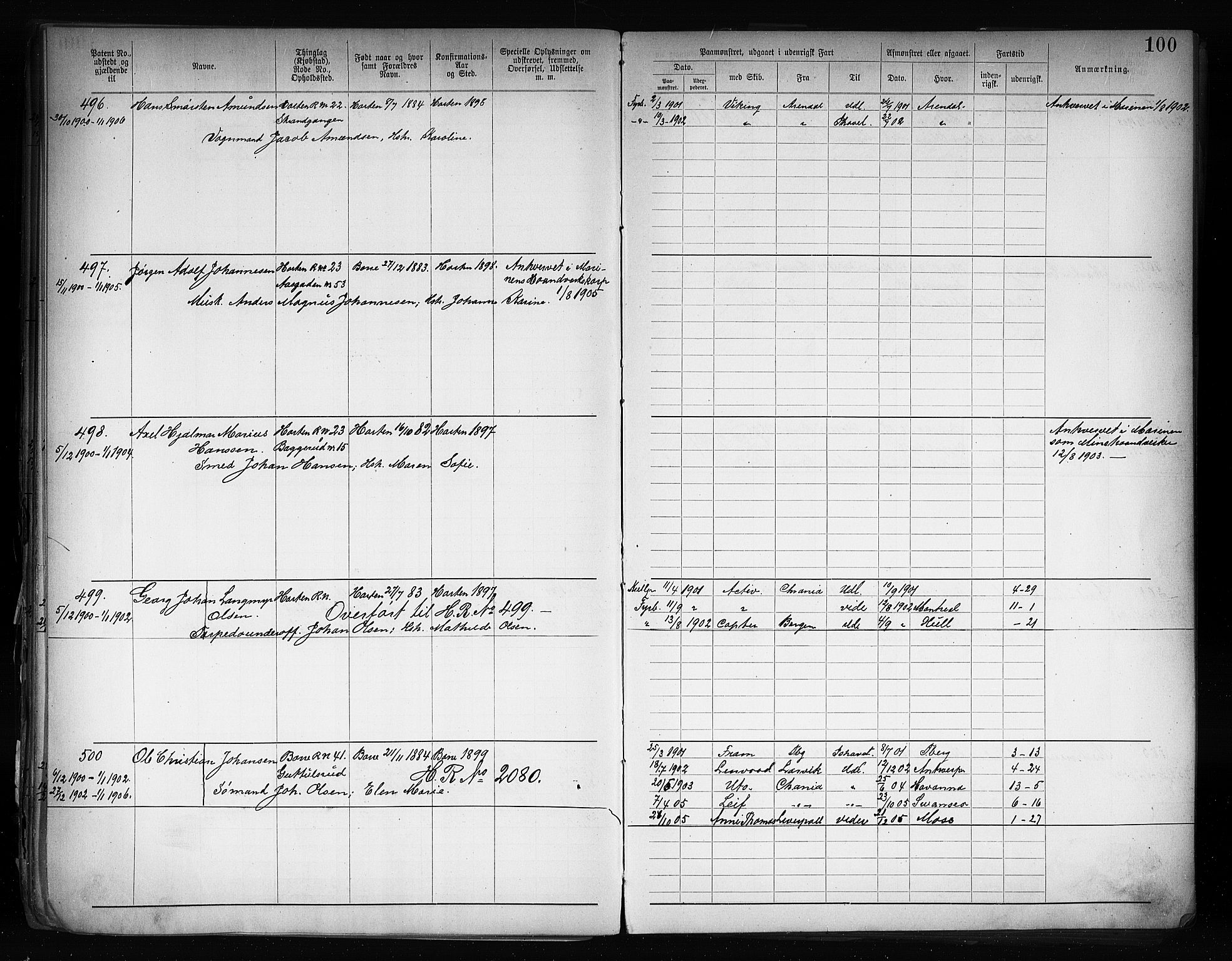 Horten innrulleringskontor, AV/SAKO-A-785/F/Fb/L0004: Annotasjonsrulle, 1889-1911, s. 104