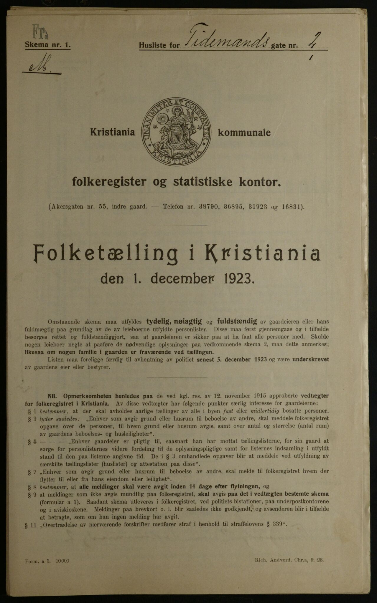 OBA, Kommunal folketelling 1.12.1923 for Kristiania, 1923, s. 123221