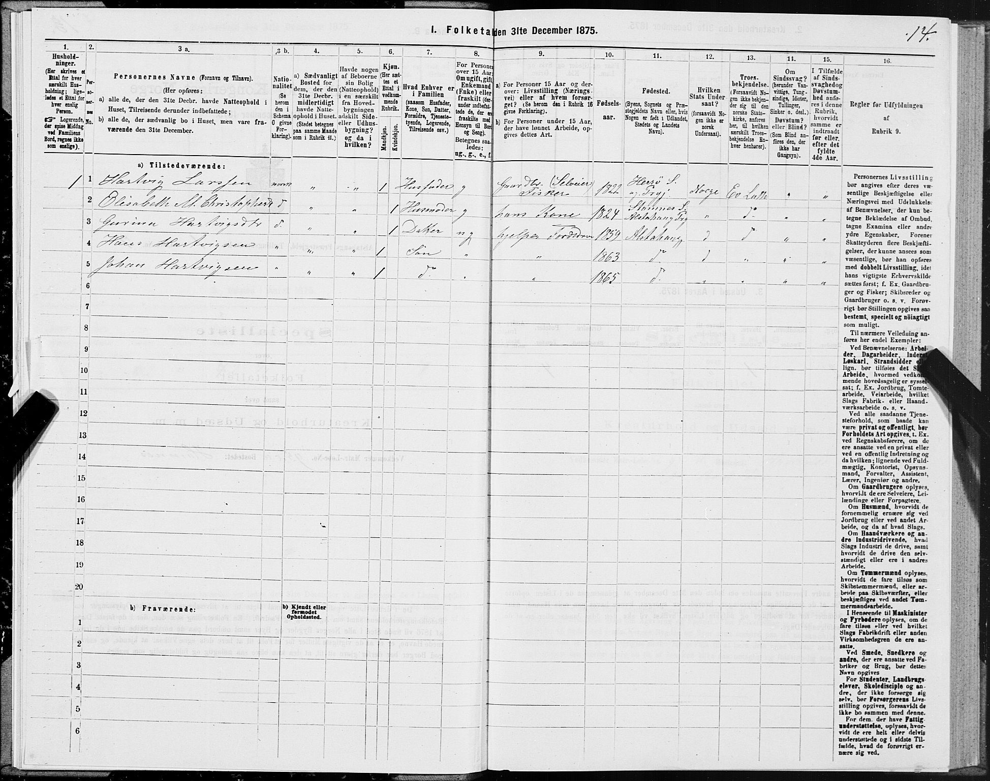 SAT, Folketelling 1875 for 1820P Alstahaug prestegjeld, 1875, s. 1014