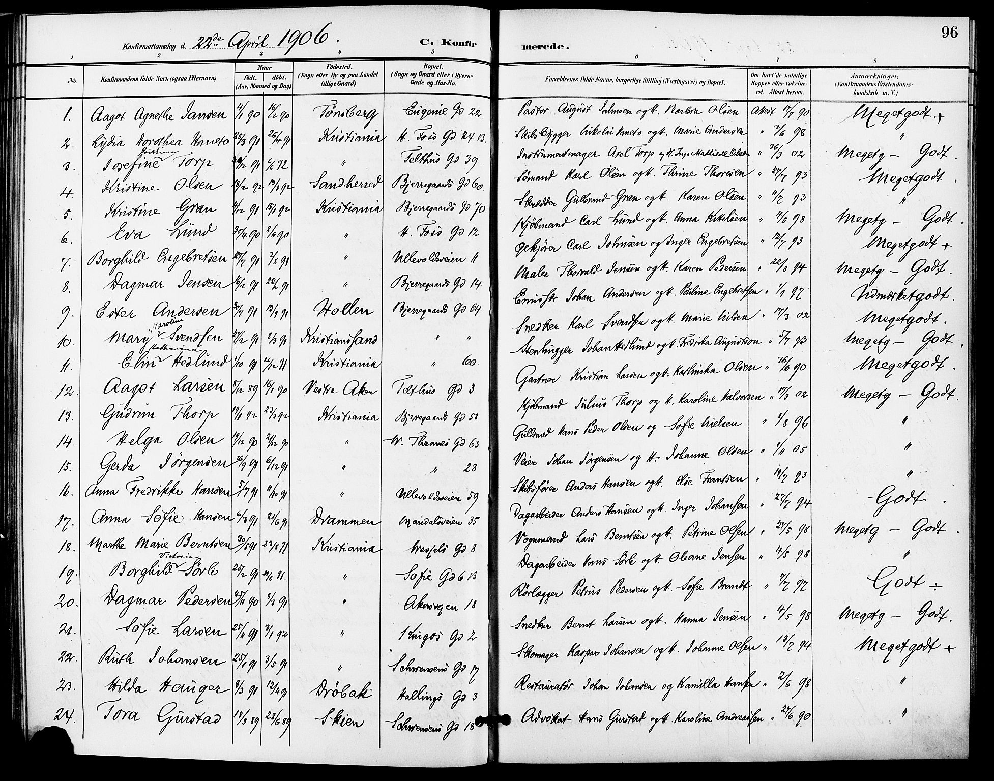 Gamle Aker prestekontor Kirkebøker, AV/SAO-A-10617a/F/L0012: Ministerialbok nr. 12, 1898-1910, s. 96