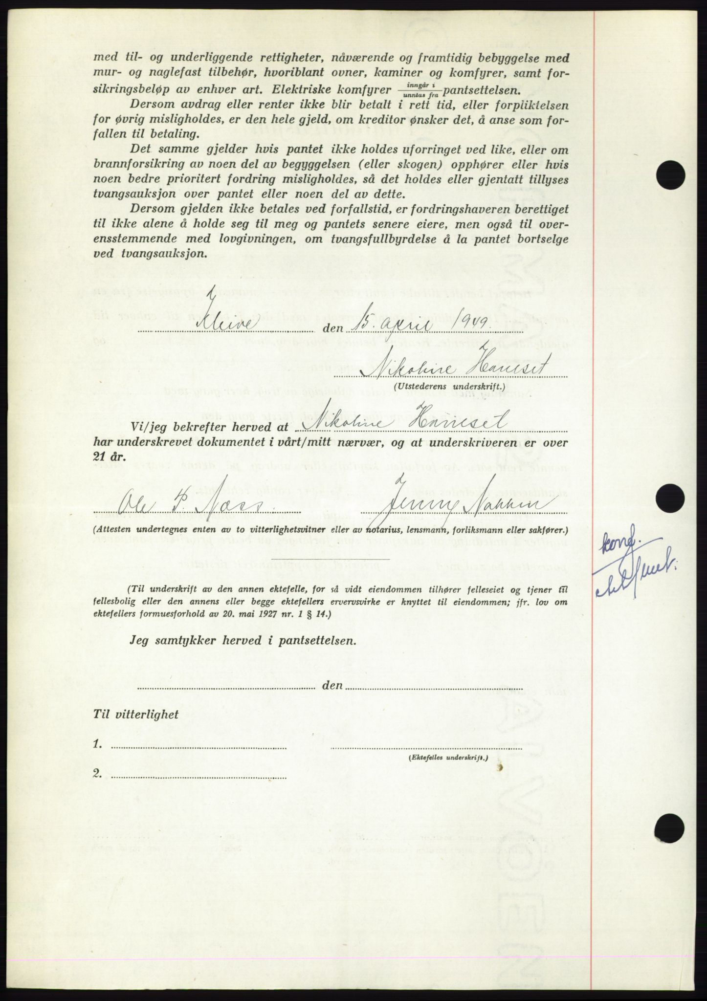 Nordmøre sorenskriveri, AV/SAT-A-4132/1/2/2Ca: Pantebok nr. B101, 1949-1949, Dagboknr: 1511/1949