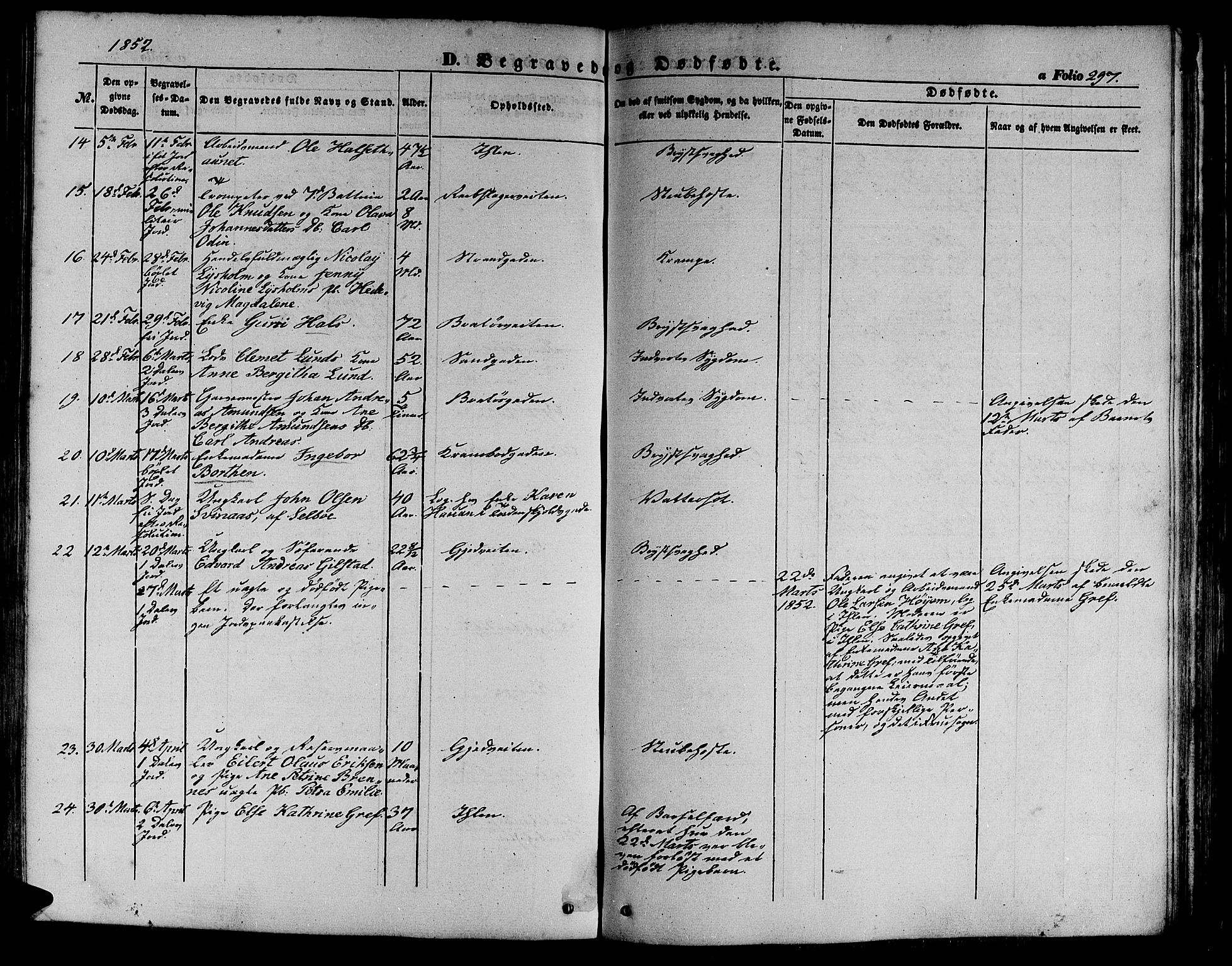 Ministerialprotokoller, klokkerbøker og fødselsregistre - Sør-Trøndelag, AV/SAT-A-1456/602/L0137: Klokkerbok nr. 602C05, 1846-1856, s. 297