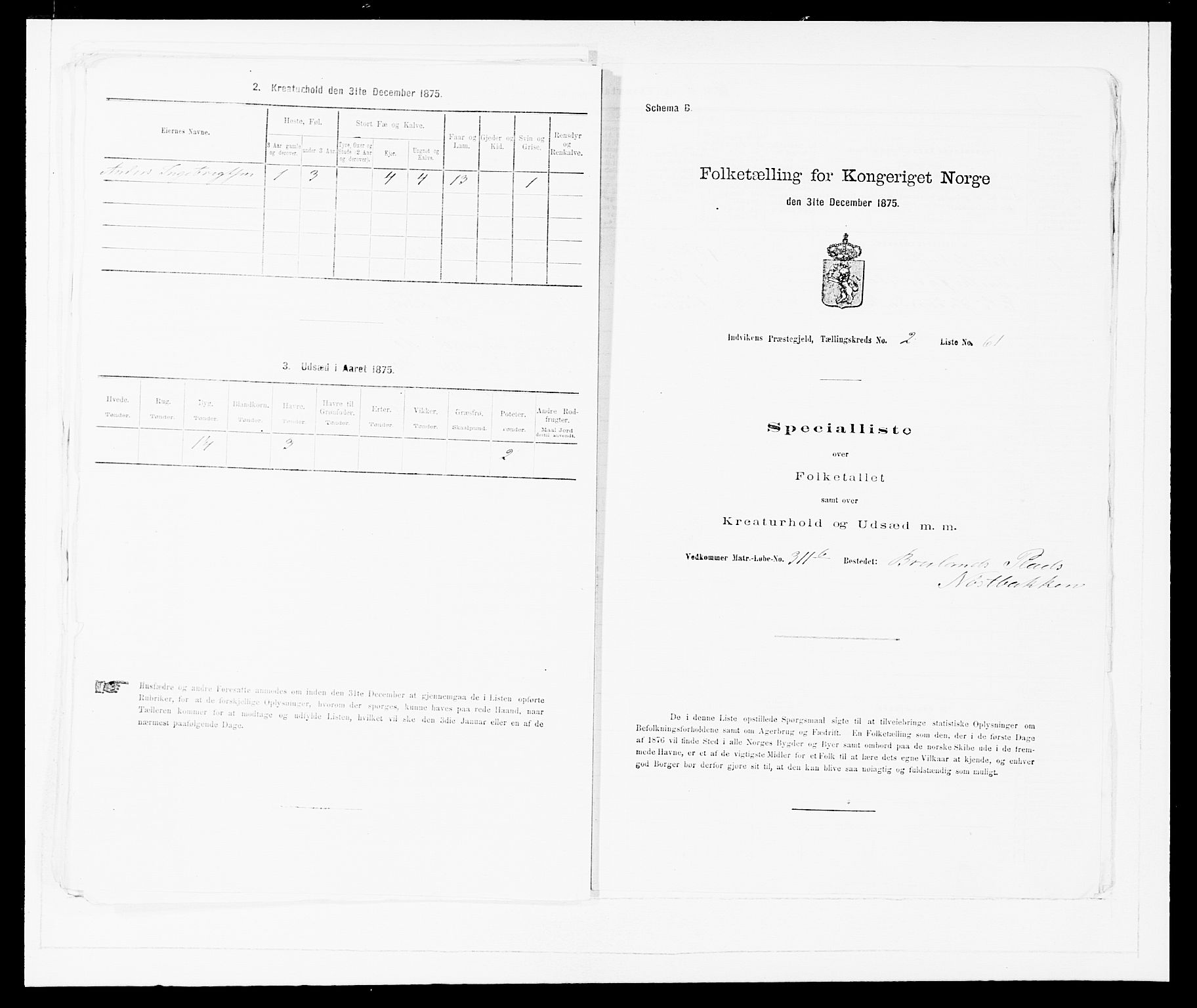 SAB, Folketelling 1875 for 1447P Innvik prestegjeld, 1875, s. 287